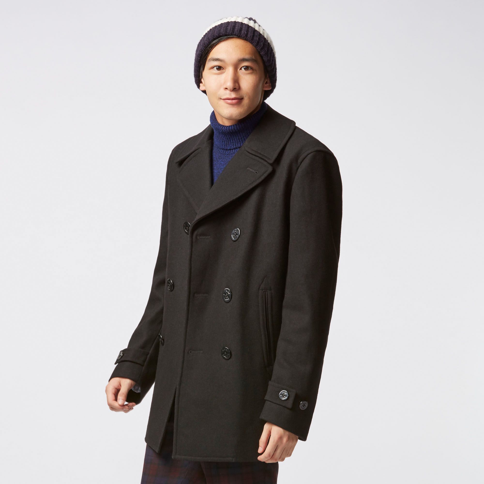 MEN WOOL BLENDED PEA COAT