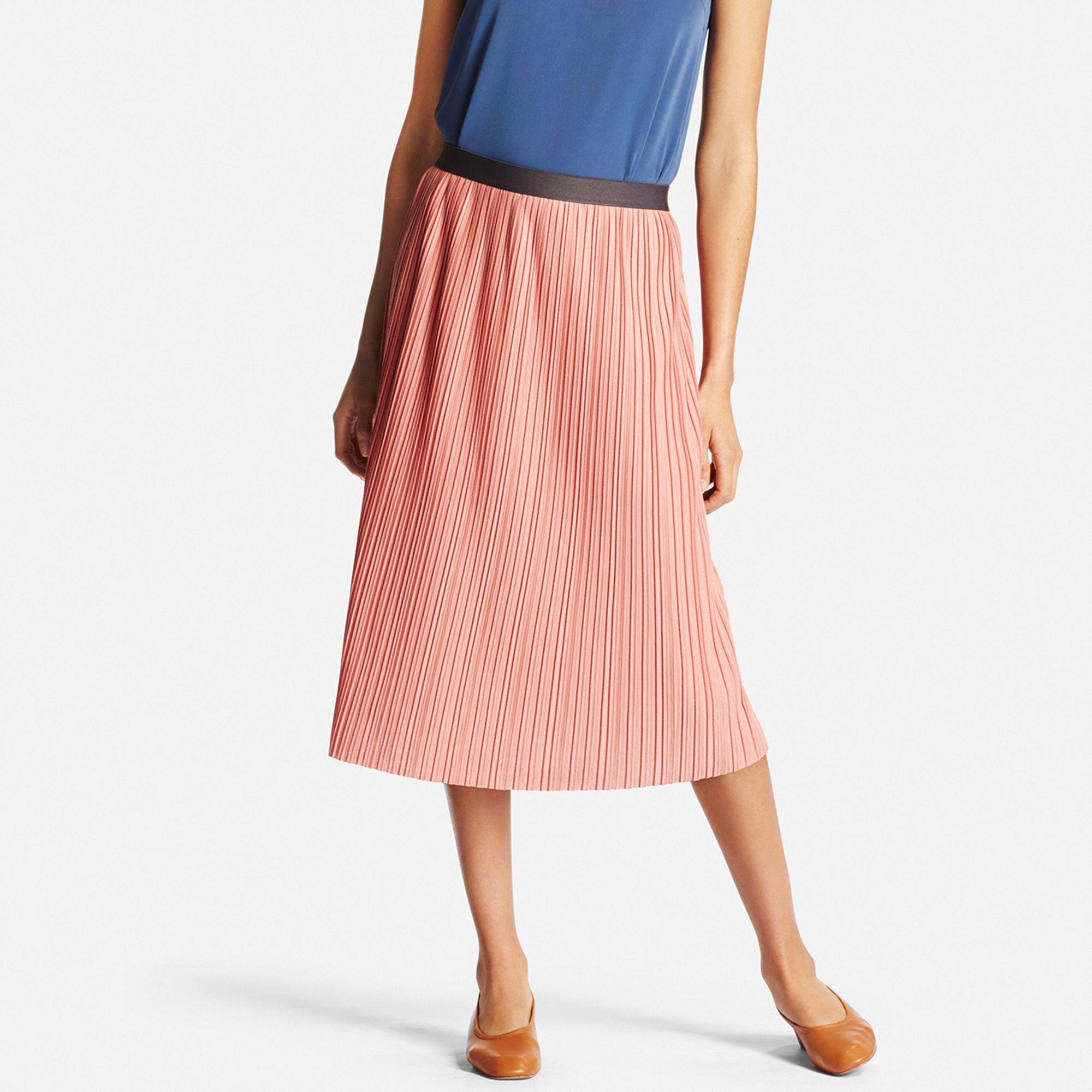 uniqlo green pleated skirt
