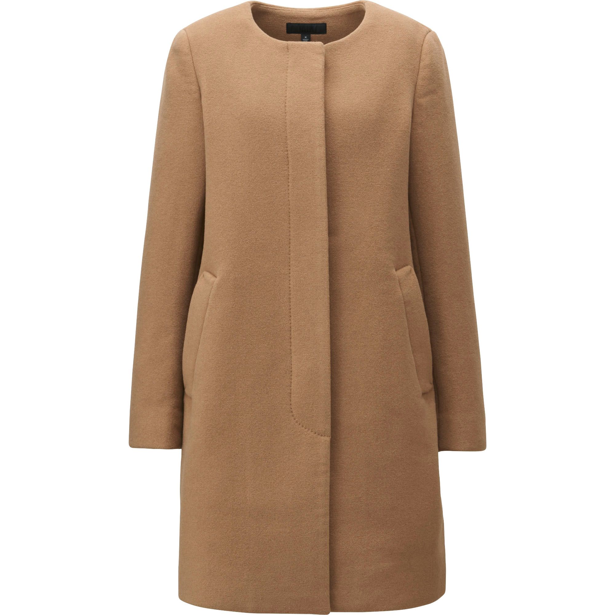 WOMEN WOOL COLLARLESS COAT