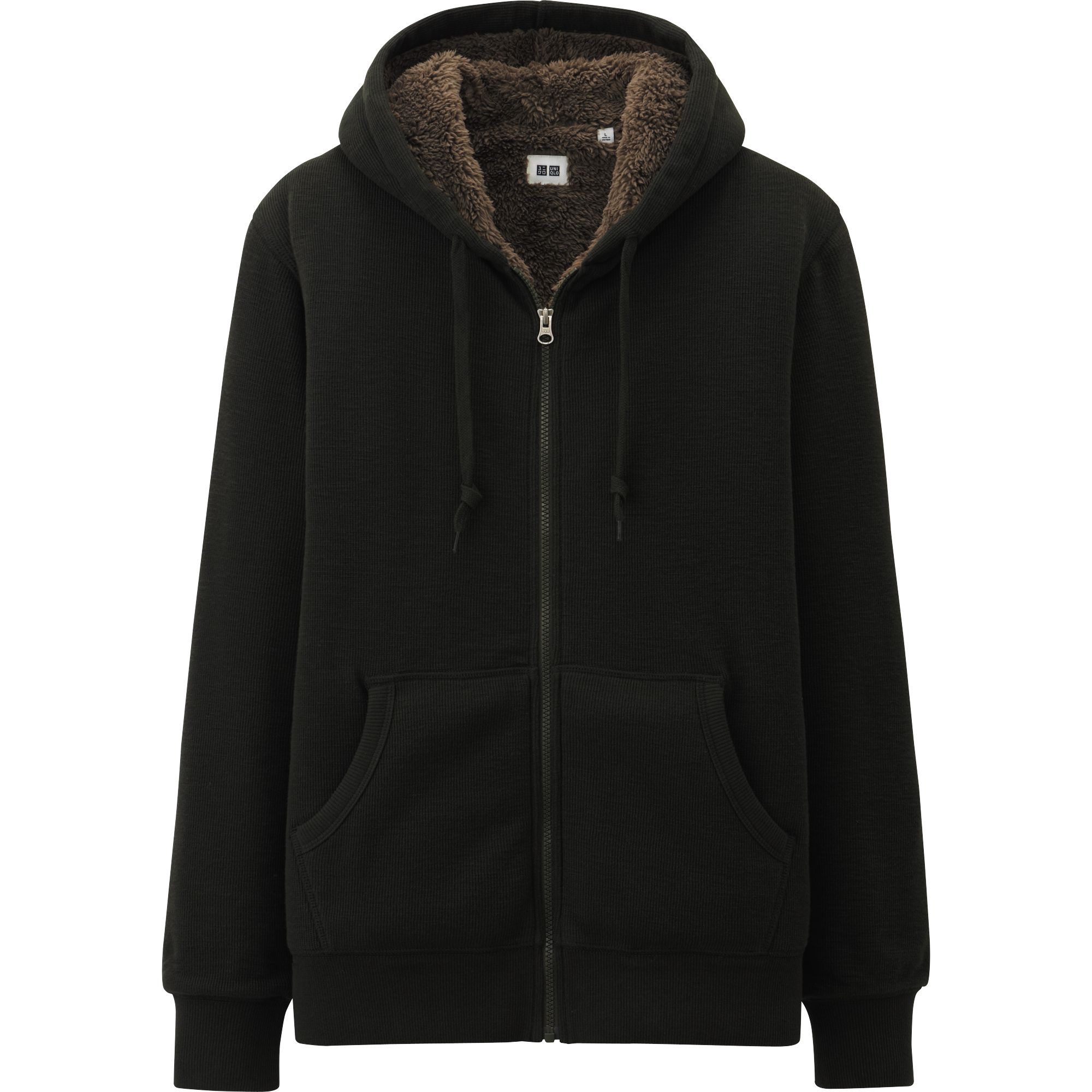MEN SWEAT FAUX SHEARING FULL-ZIP HOODIE