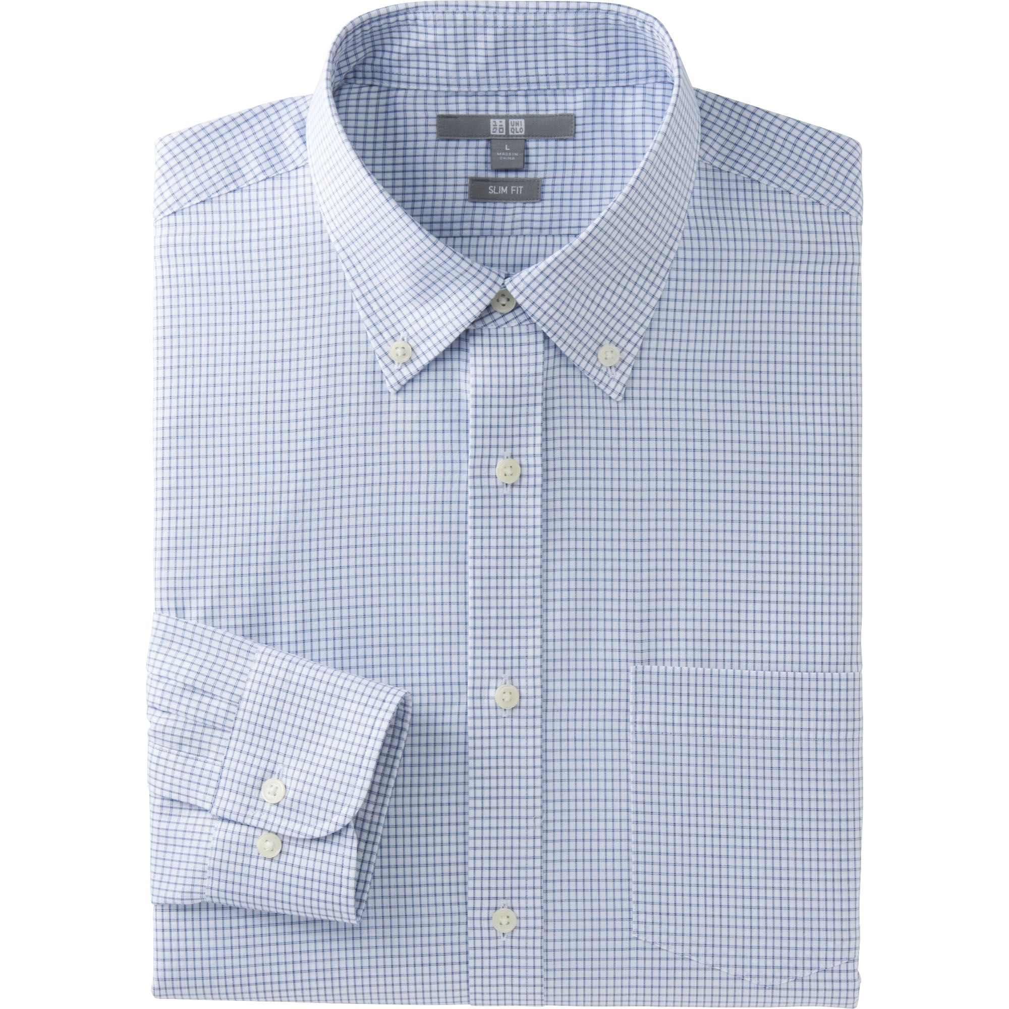 MEN EASY CARE SLIM FIT CHECK LONG SLEEVE SHIRT