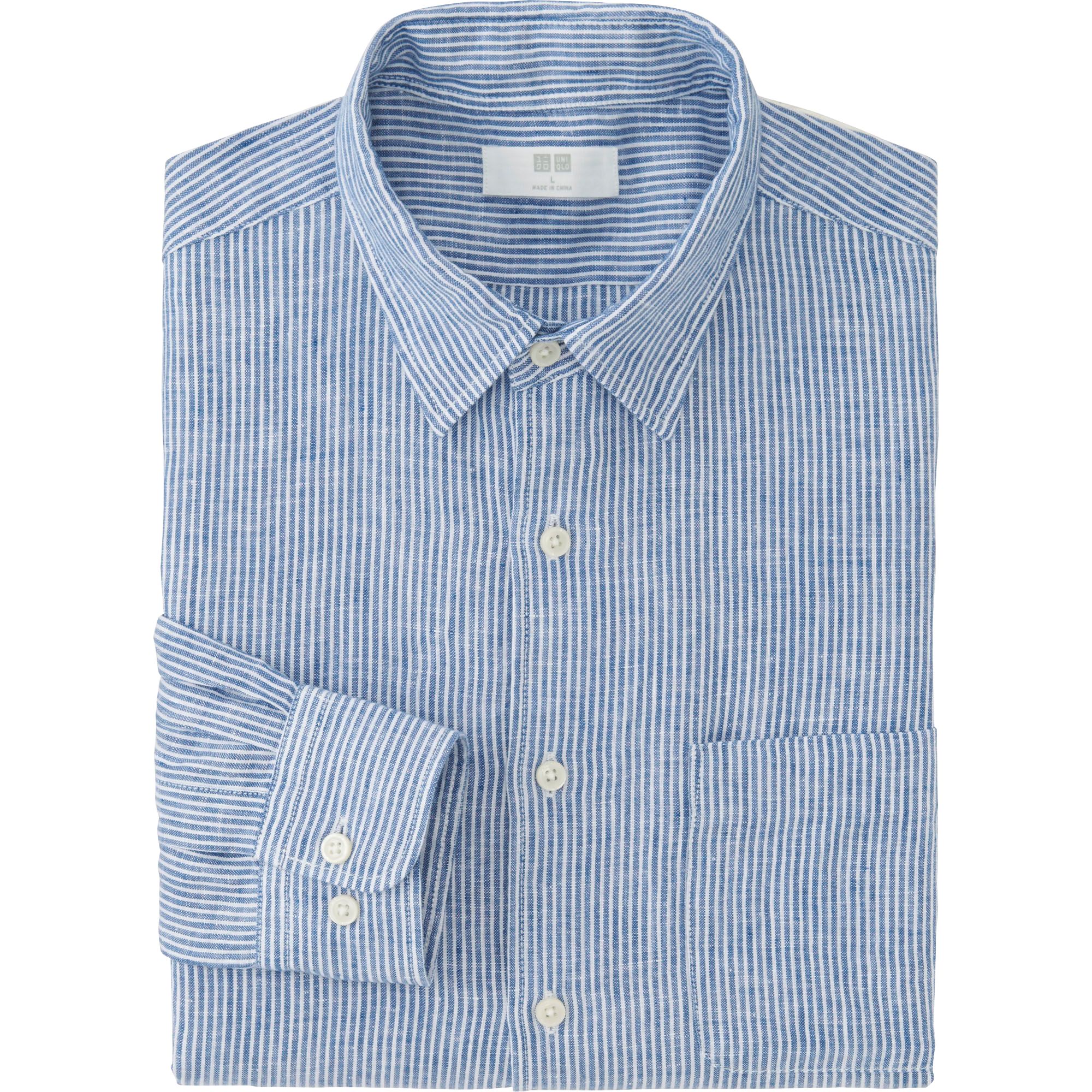 MEN PREMIUM LINEN STRIPED LONG SLEEVE SHIRT UNIQLO