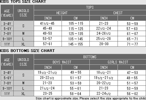 uniqlo xs cm inch chart body length chest tops
