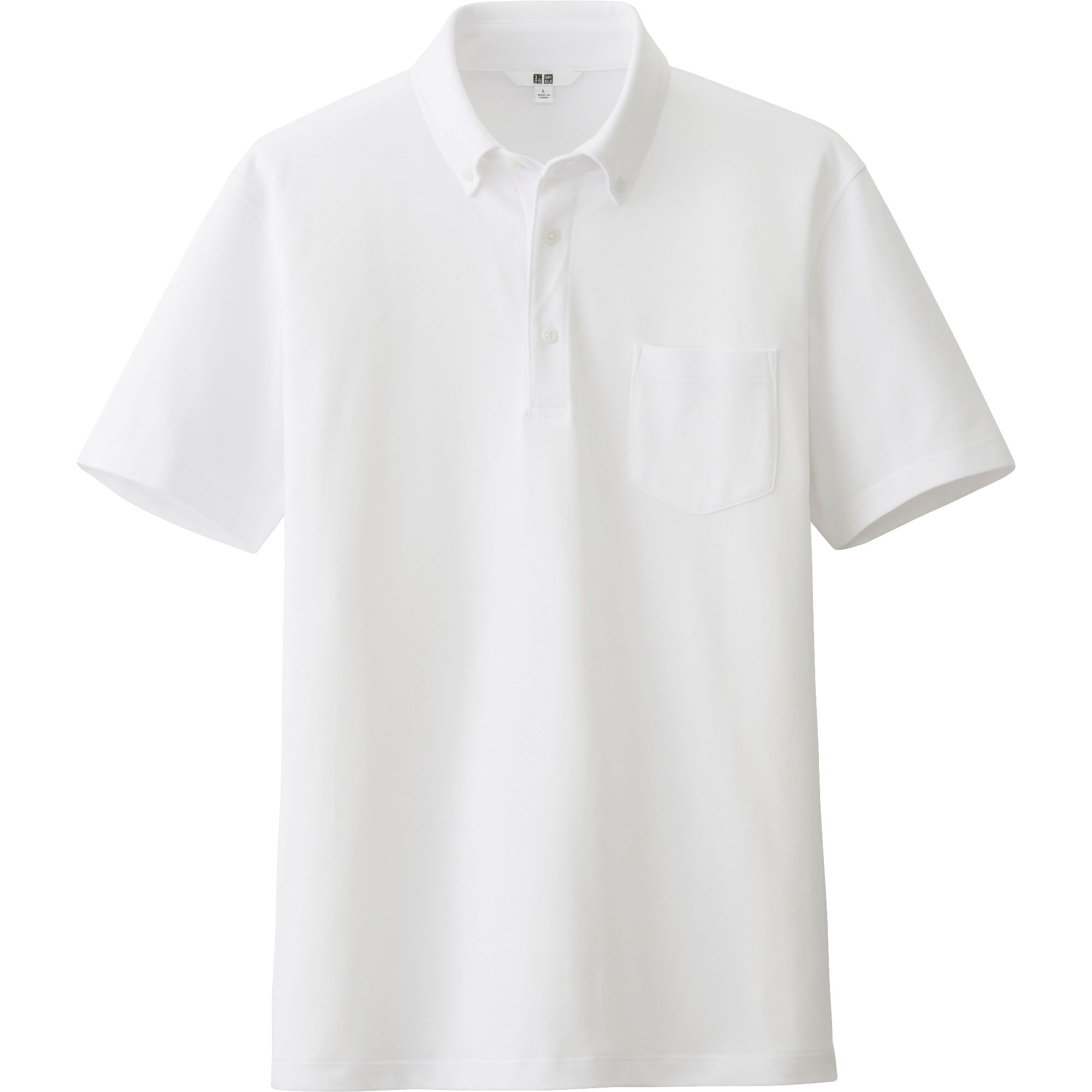 MEN DRY SHIRT COLLAR POLO SHIRT (BUTTON-DOWN), WHITE, small