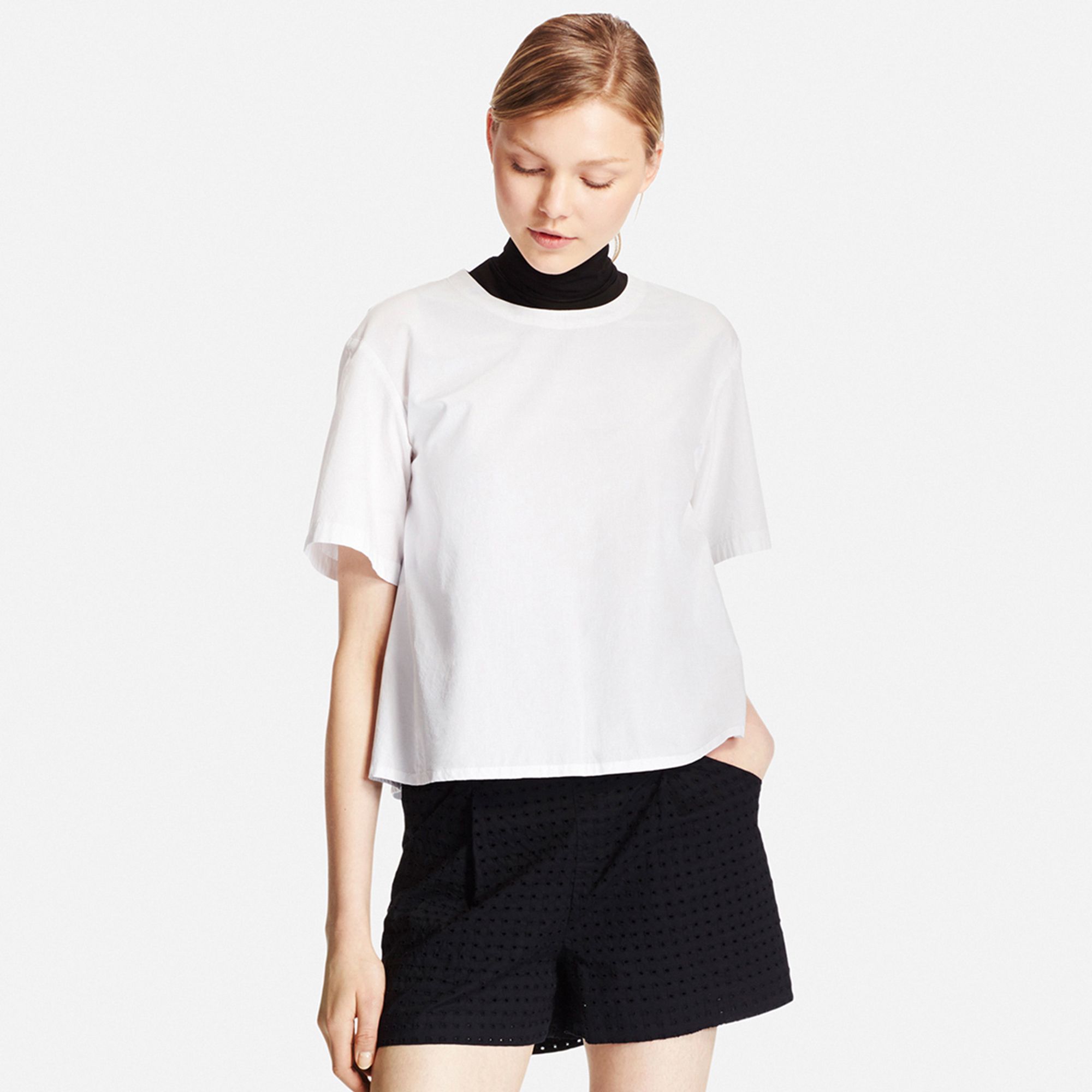 white cotton short sleeve blouse