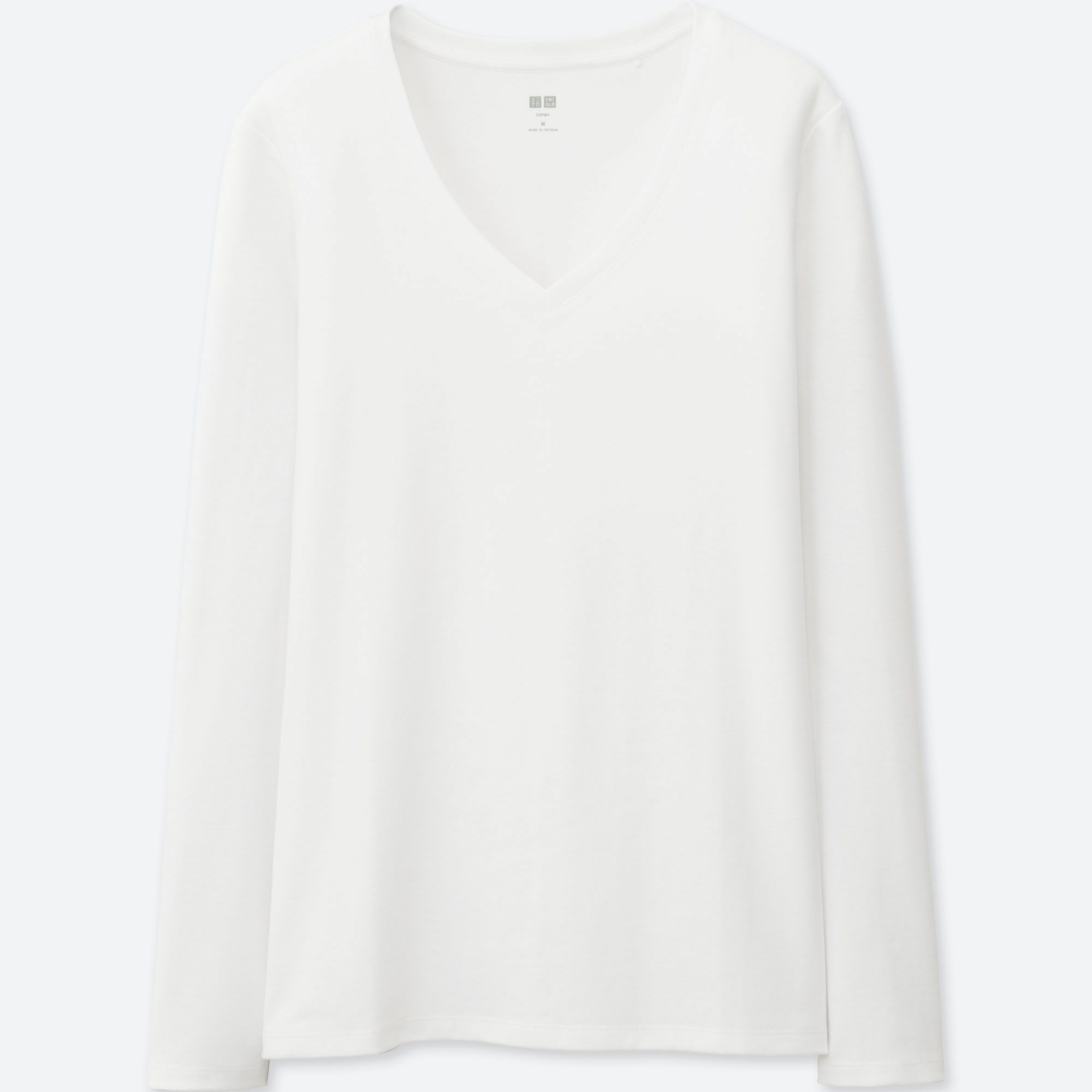 Women Supima Cotton V Neck Long Sleeve T Shirt Uniqlo Us