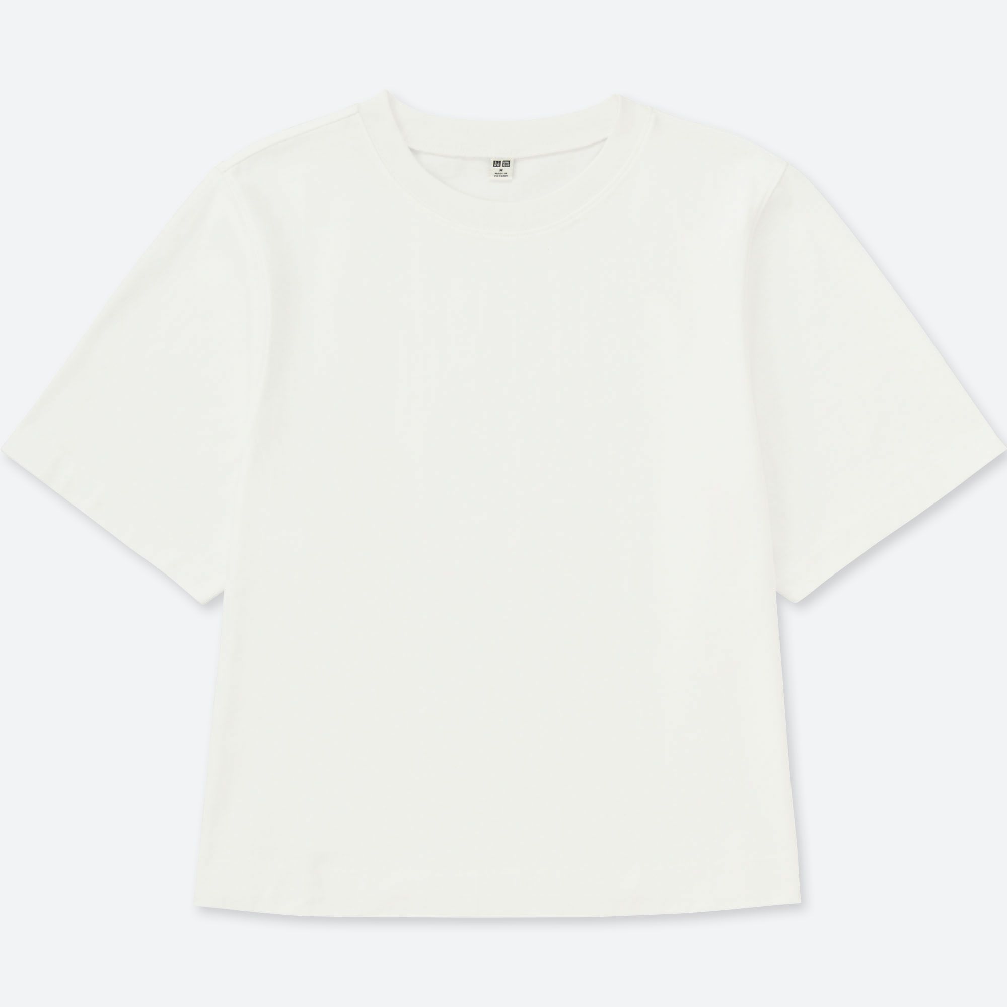 uniqlo shirt short cropped crew neck sleeve cotton