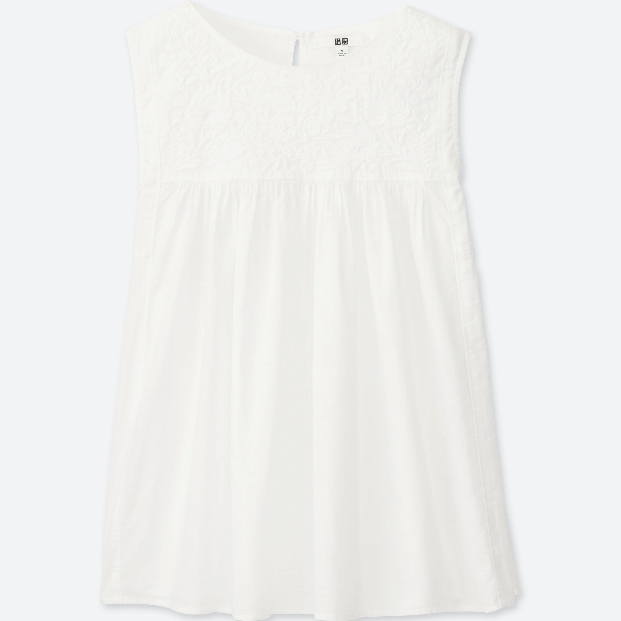 WOMEN COTTON LAWN EMBROIDERY SLEEVELESS BLOUSE UNIQLO US