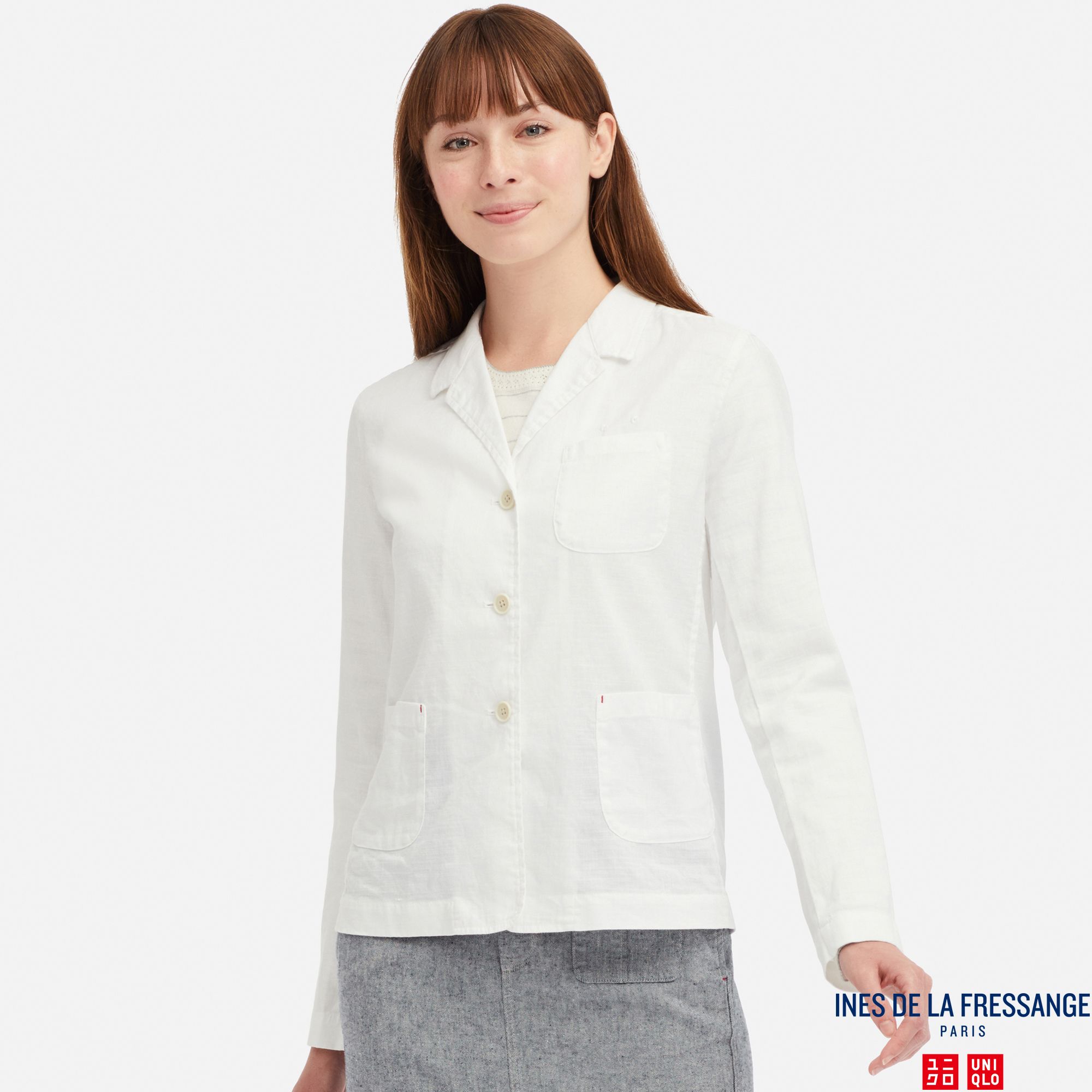 WOMEN INES LINEN COTTON BLEND SHIRT JACKET