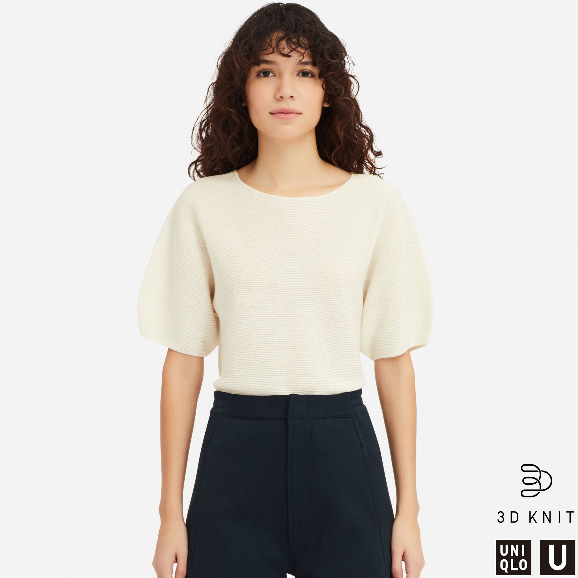 WOMEN UNIQLO U 3D KNIT BALLOON HALF SLEEVED JUMPER