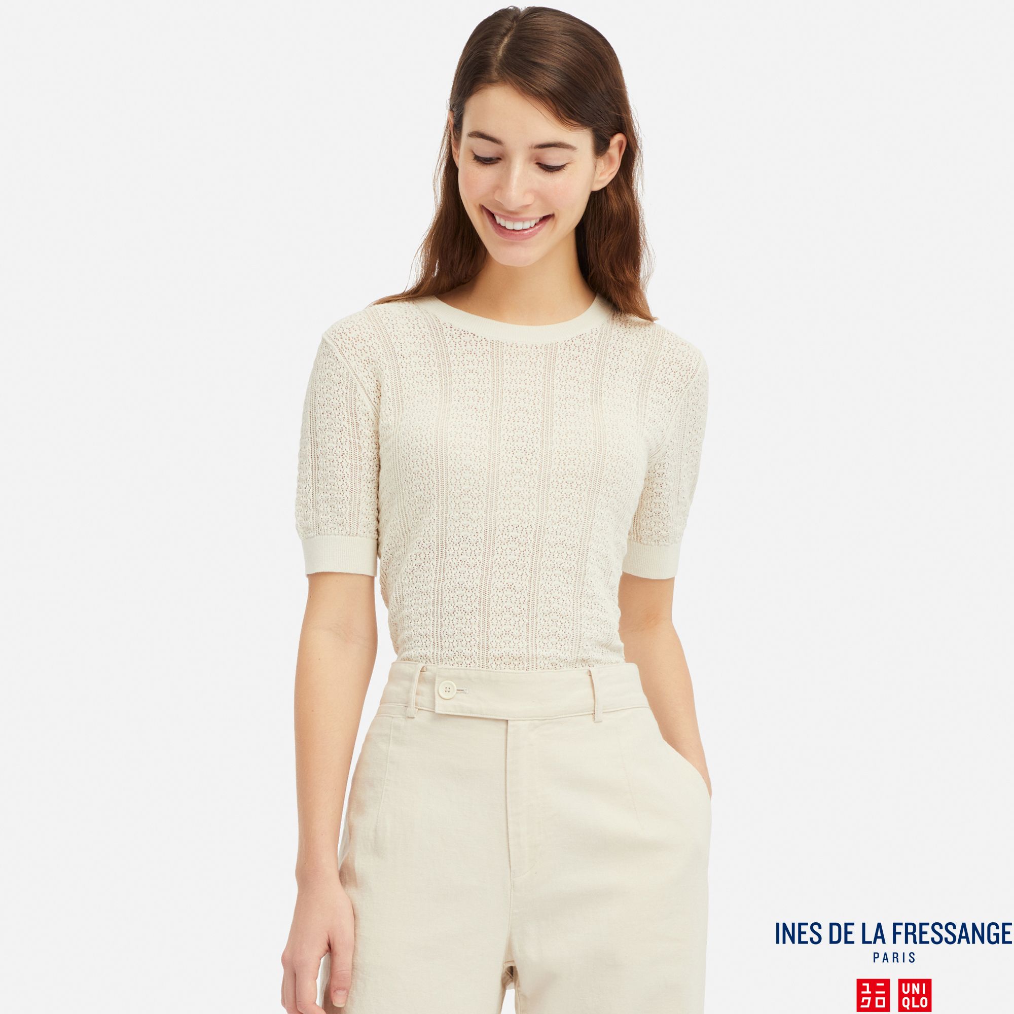 WOMEN POINTELLE SHORT SLEEVED JUMPER