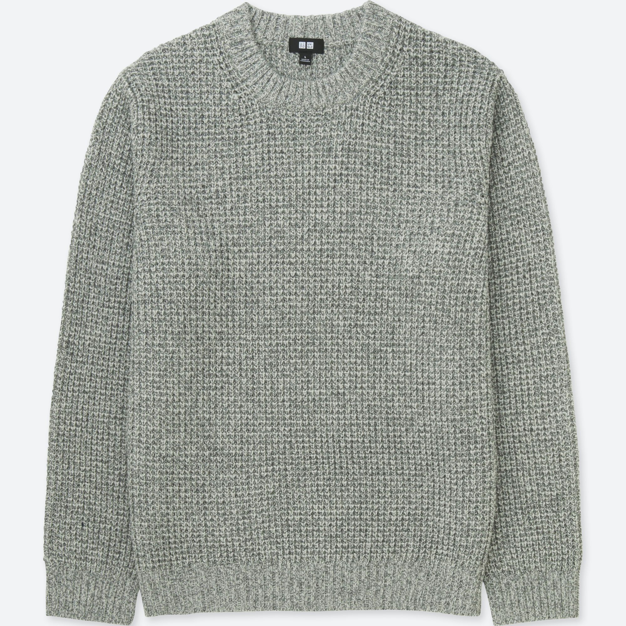 MEN WAFFLE KNIT CREWNECK LONGSLEEVE SWEATER UNIQLO US