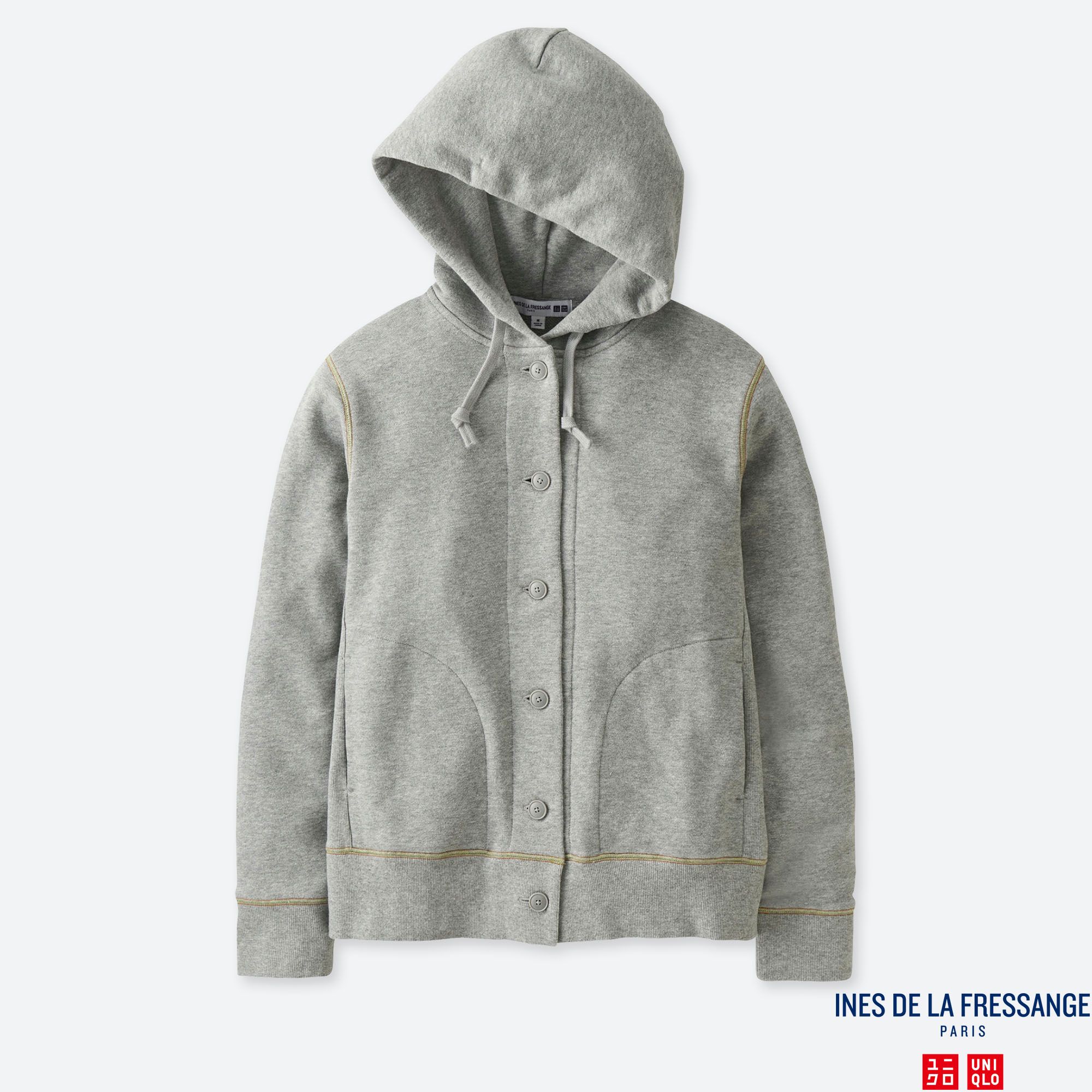 WOMEN INES FRENCH TERRYCLOTH LONG SLEEVED BUTTONED HOODIE