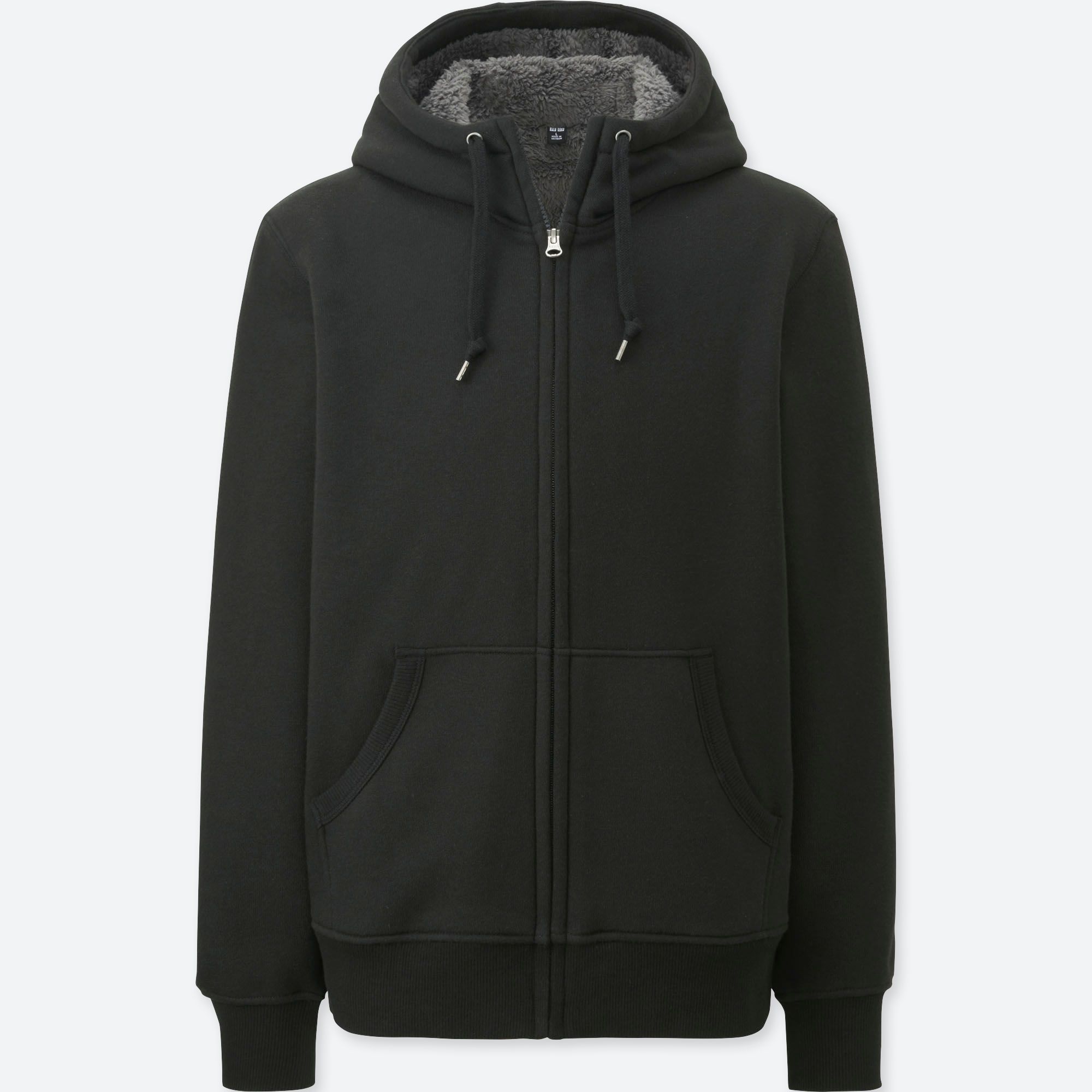 pile lined sweat full zip hoodie