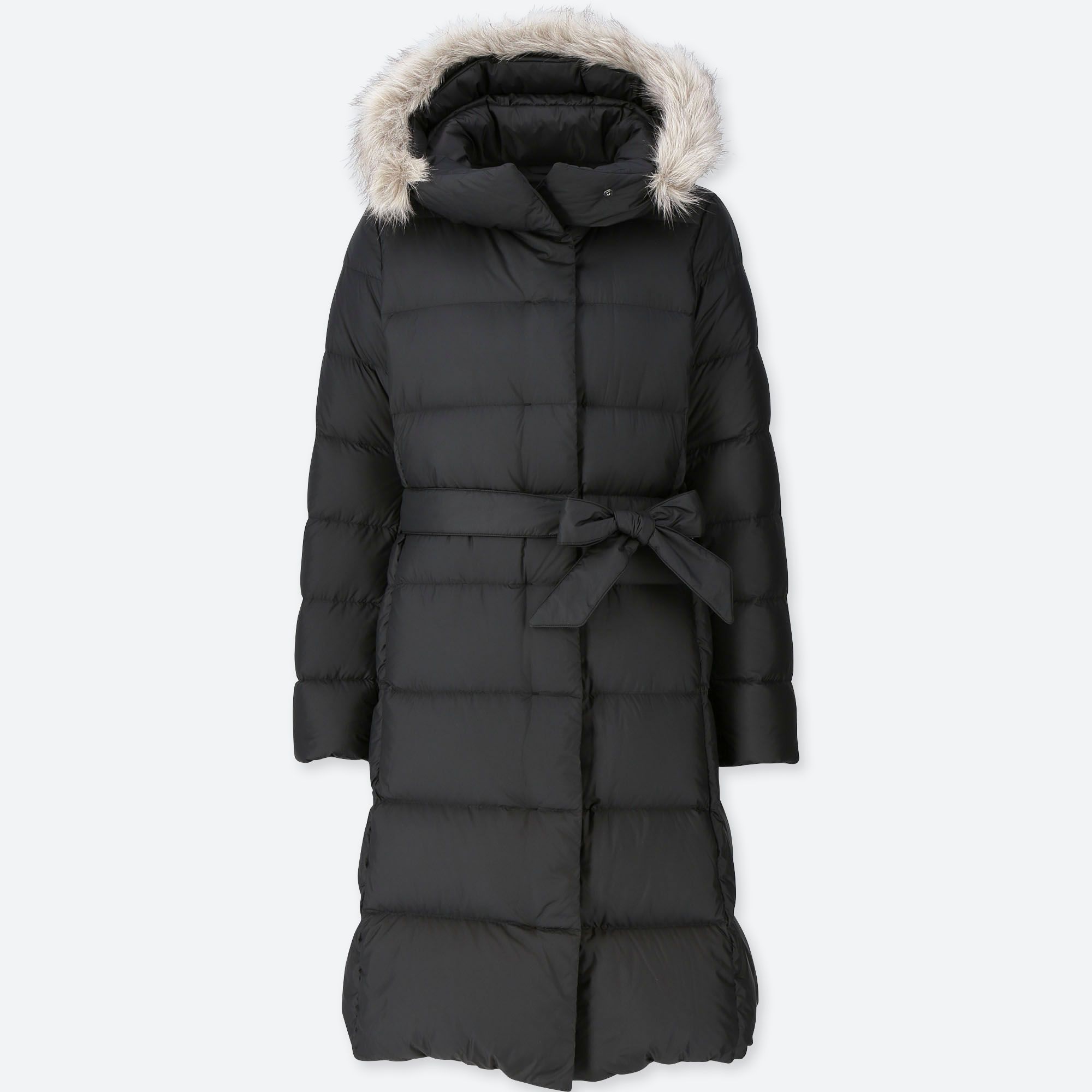 WOMEN LIGHTWEIGHT DOWN HOODED COAT, BLACK, medium