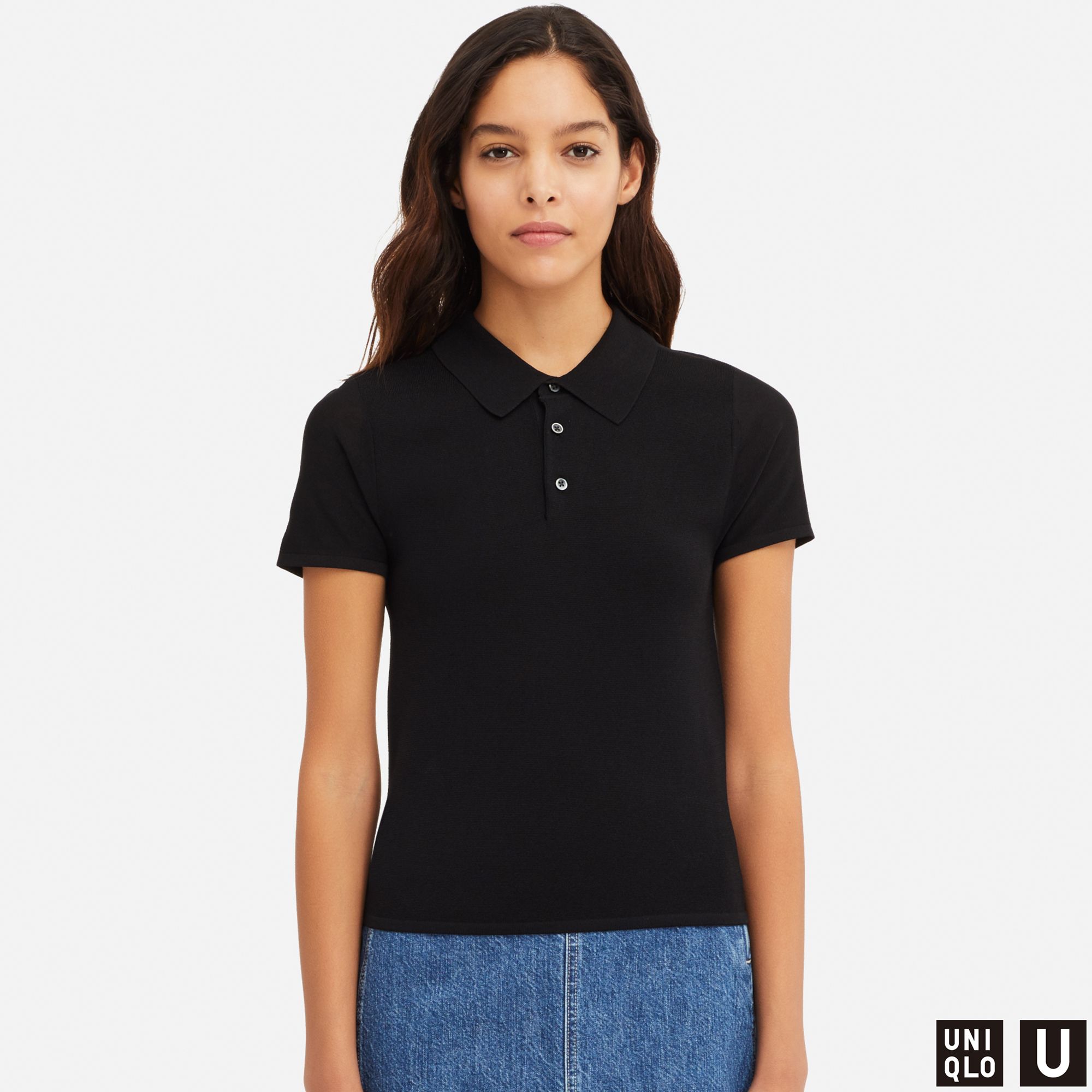 WOMEN UNIQLO U KNIT SHORT SLEEVED POLO SHIRT