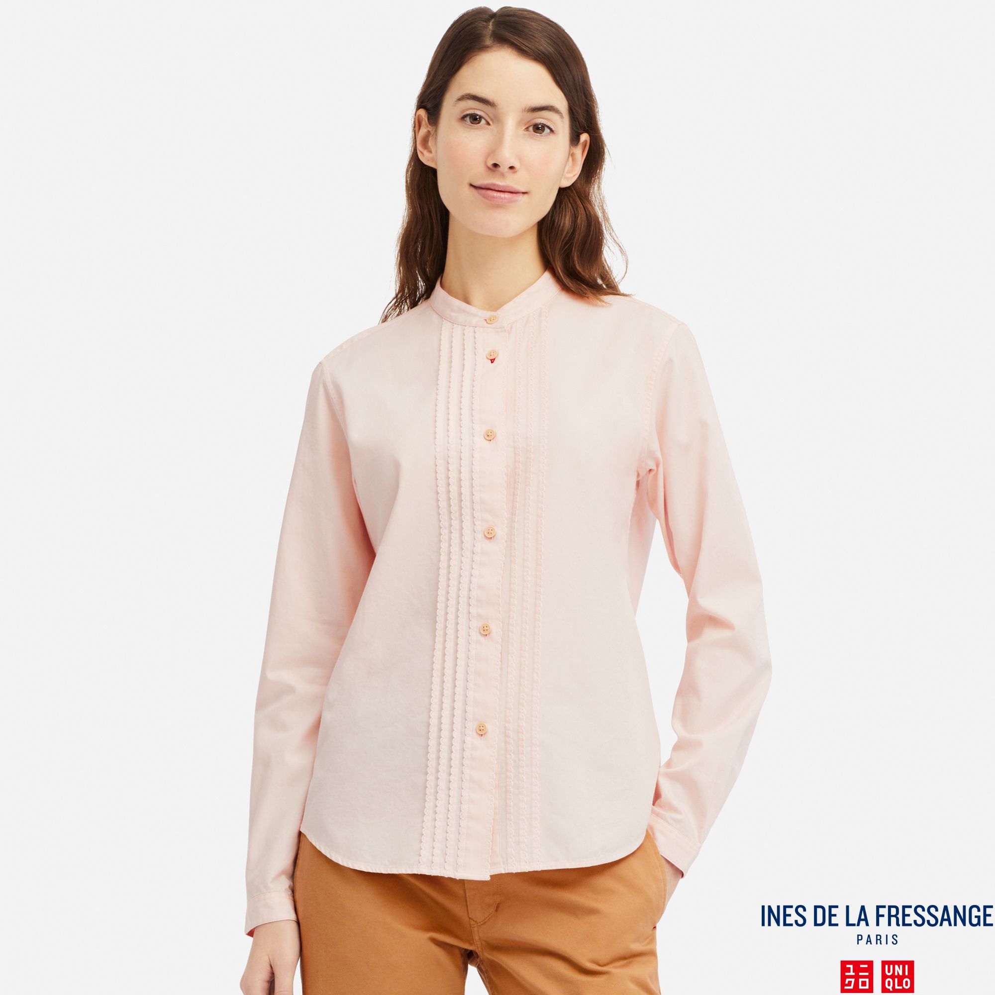 WOMEN INES COTTON TWILL PINTUCKED LONG SLEEVED SHIRT