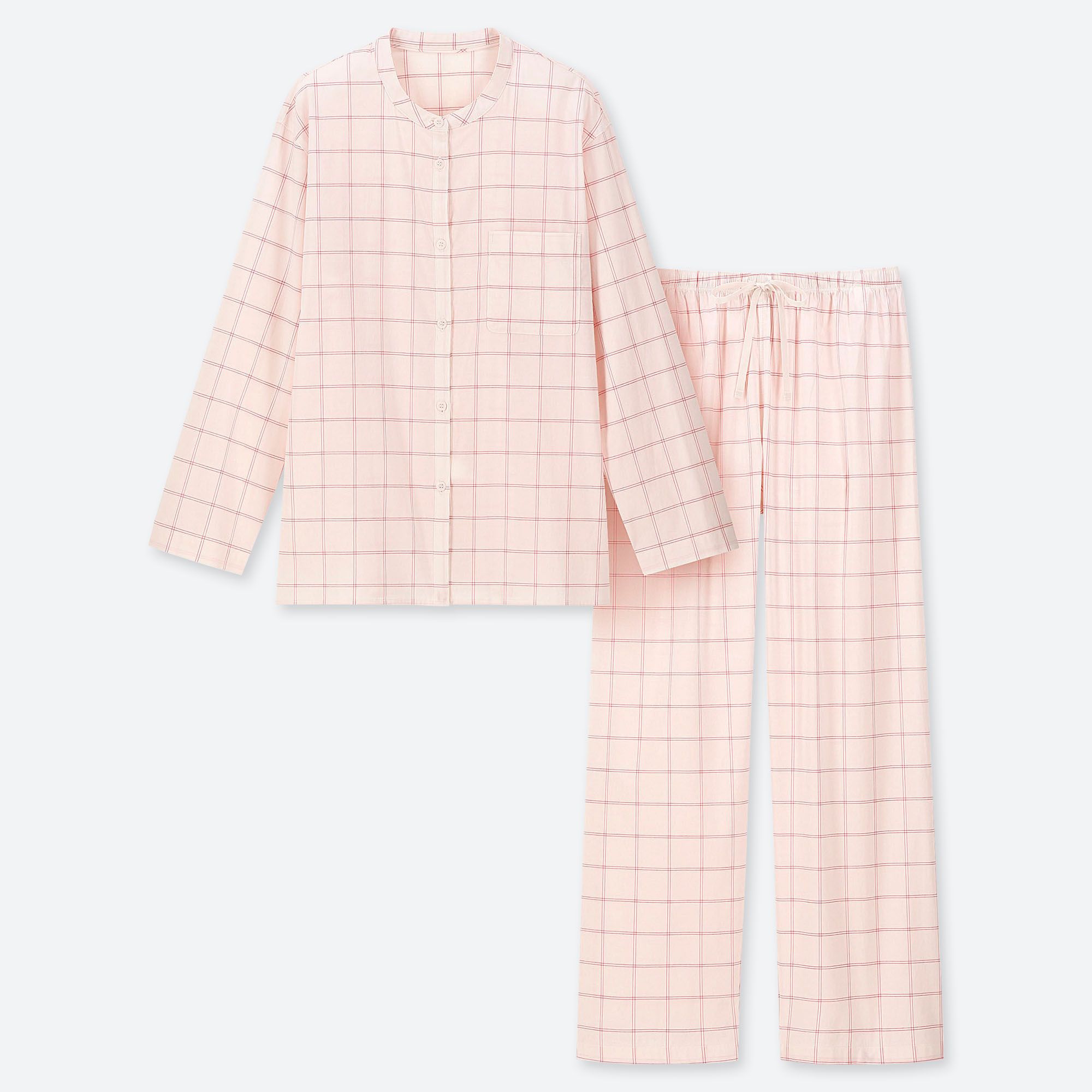 PYJAMA STRETCH Ã CARREAUX ET MANCHES LONGUES FEMME