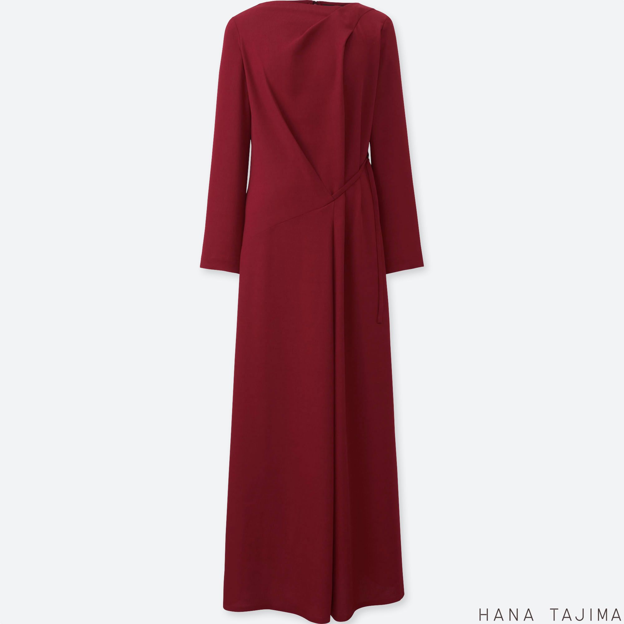 WOMEN HANA TAJIMA TUCK LONG SLEEVE LONG DRESS