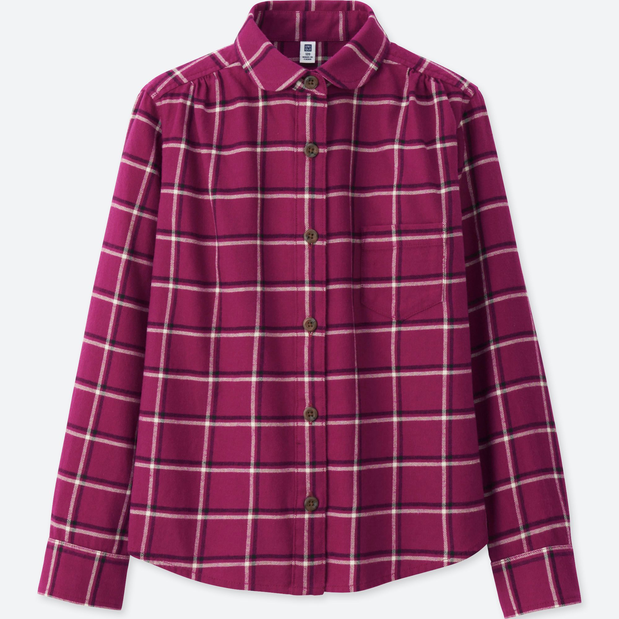 GIRLS FLANNEL CHECK LONG SLEEVE SHIRT | UNIQLO