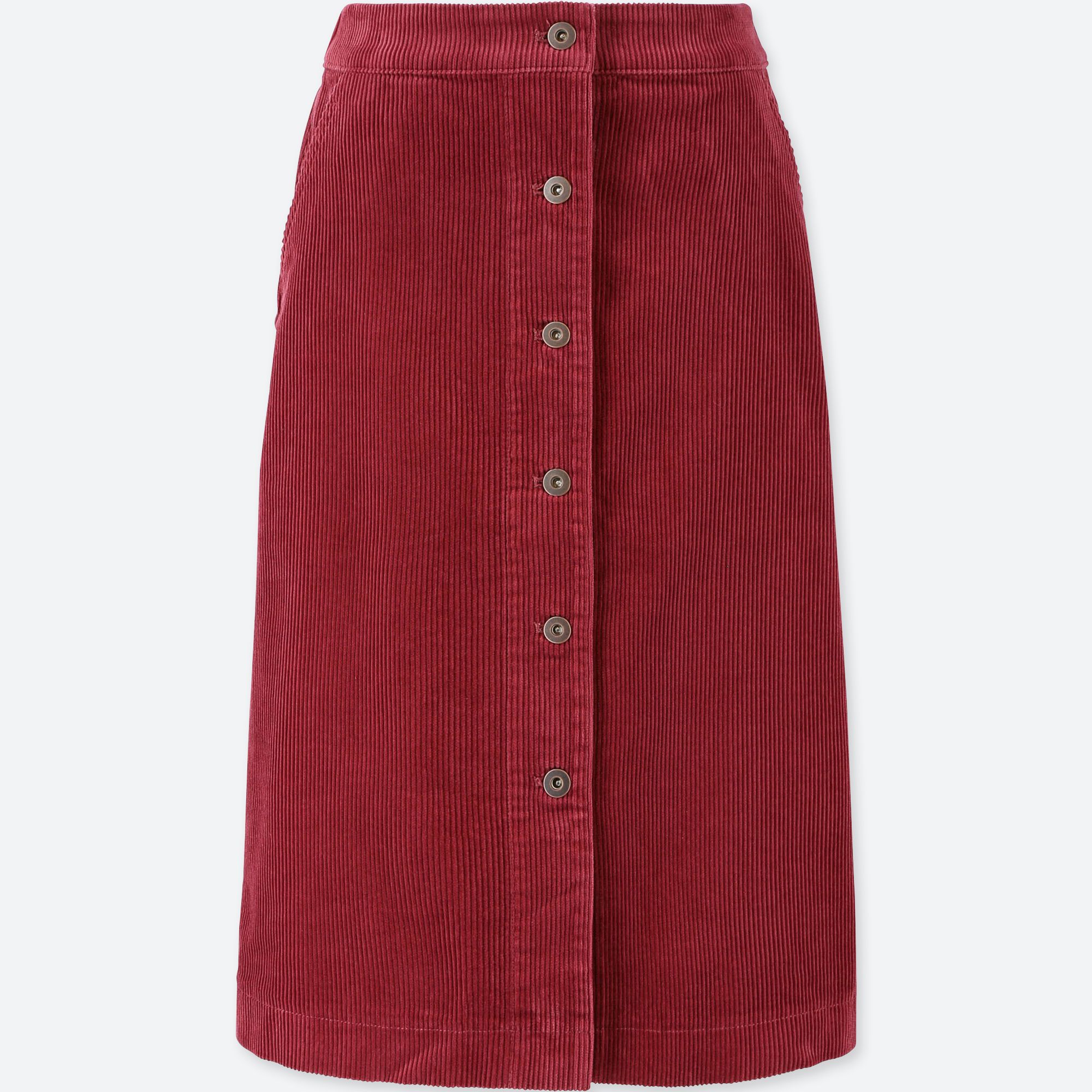 WOMEN CORDUROY HIGH WAISTED BUTTONED SKIRT