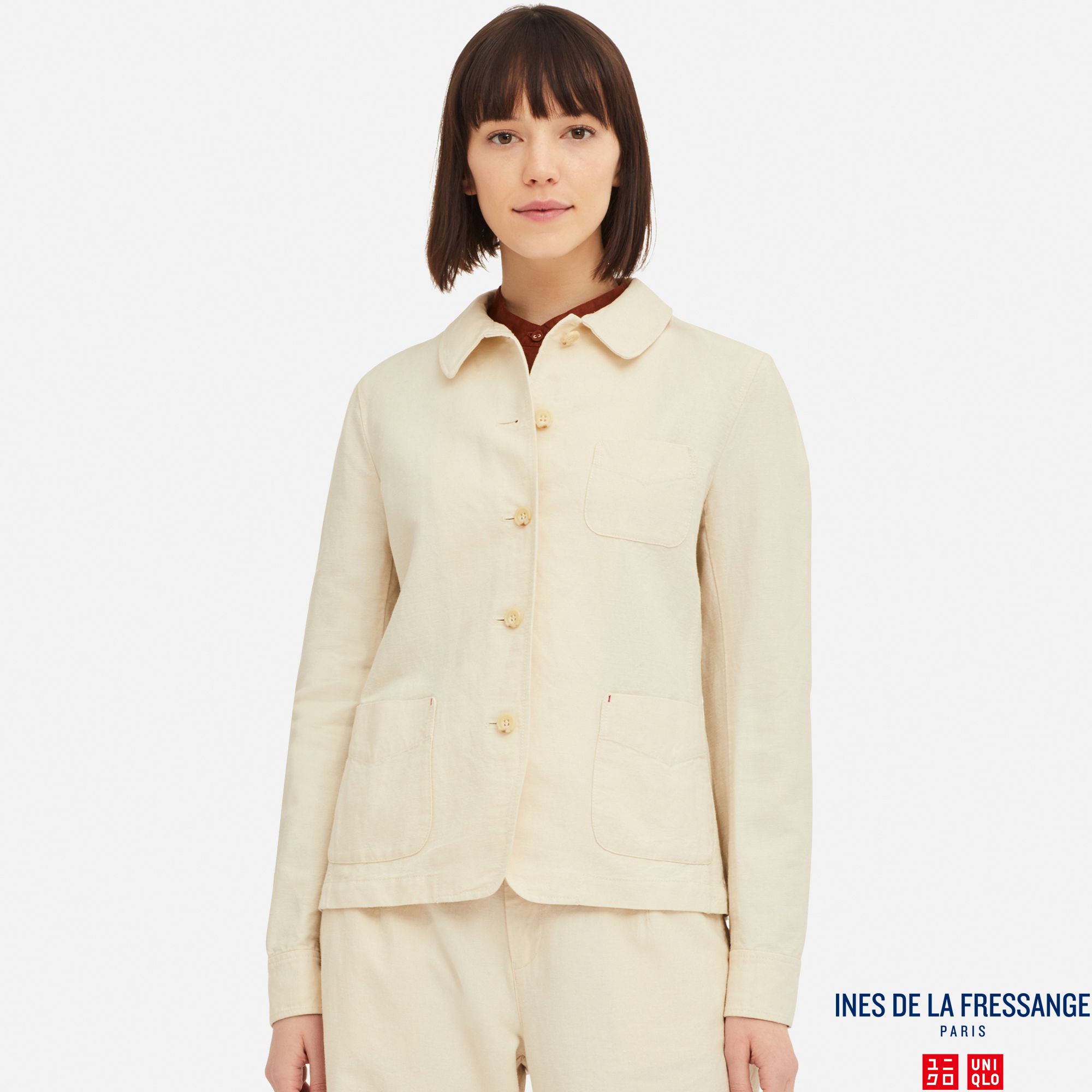 WOMEN INES LINEN COTTON BLEND COVERALL JACKET