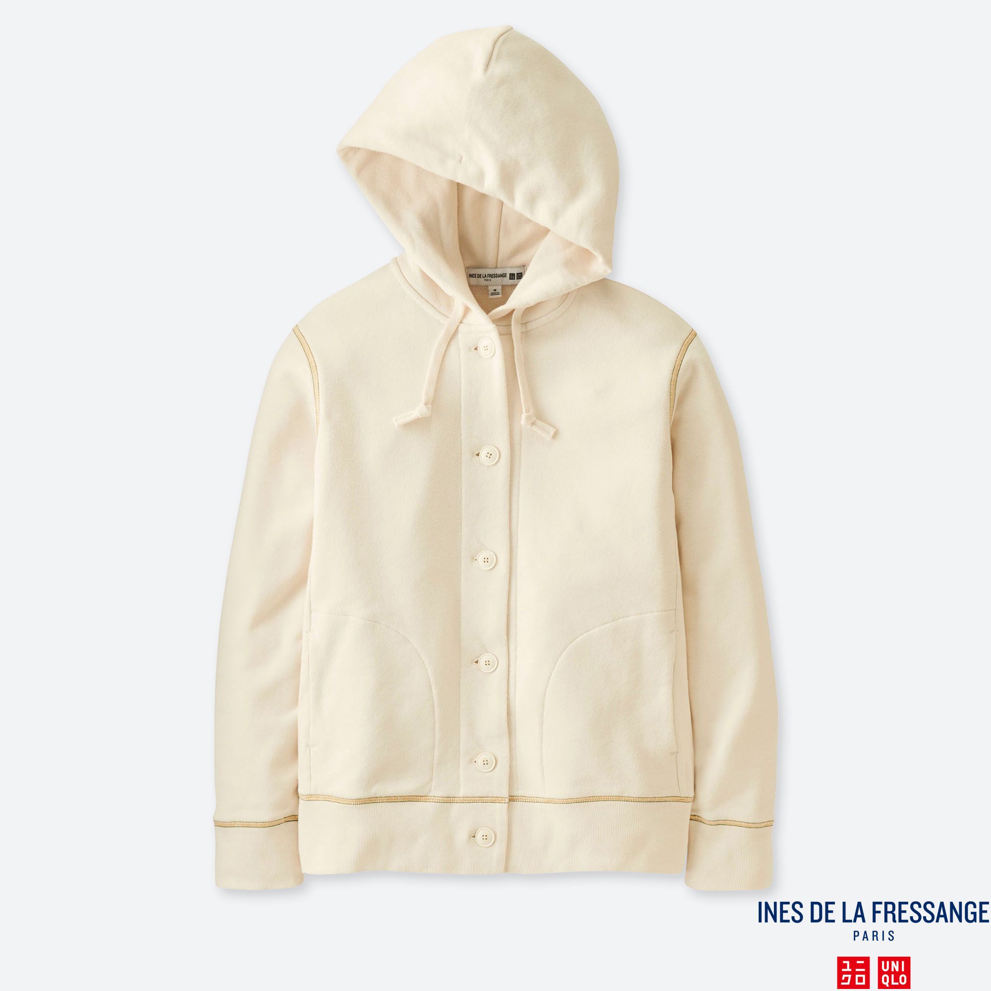 WOMEN INES FRENCH TERRYCLOTH LONG SLEEVED BUTTONED HOODIE