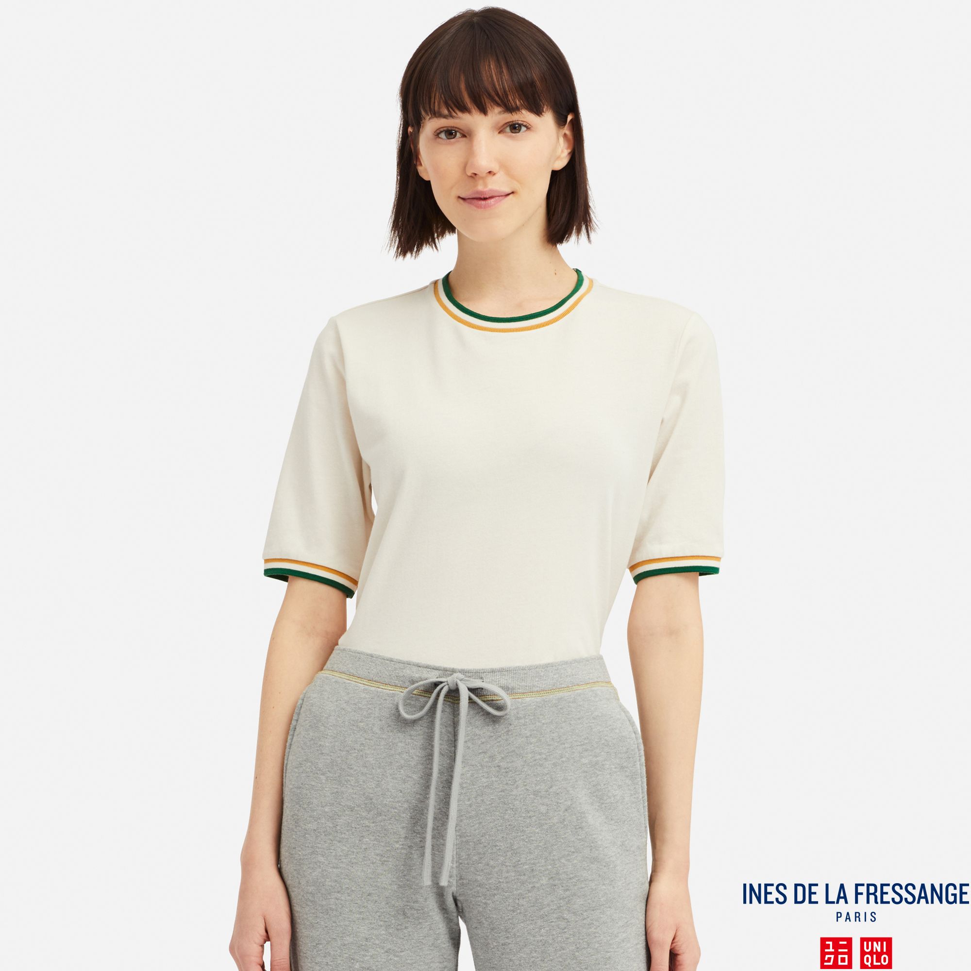 WOMEN INES COTTON LINEN BLEND CREW NECK T-SHIRT