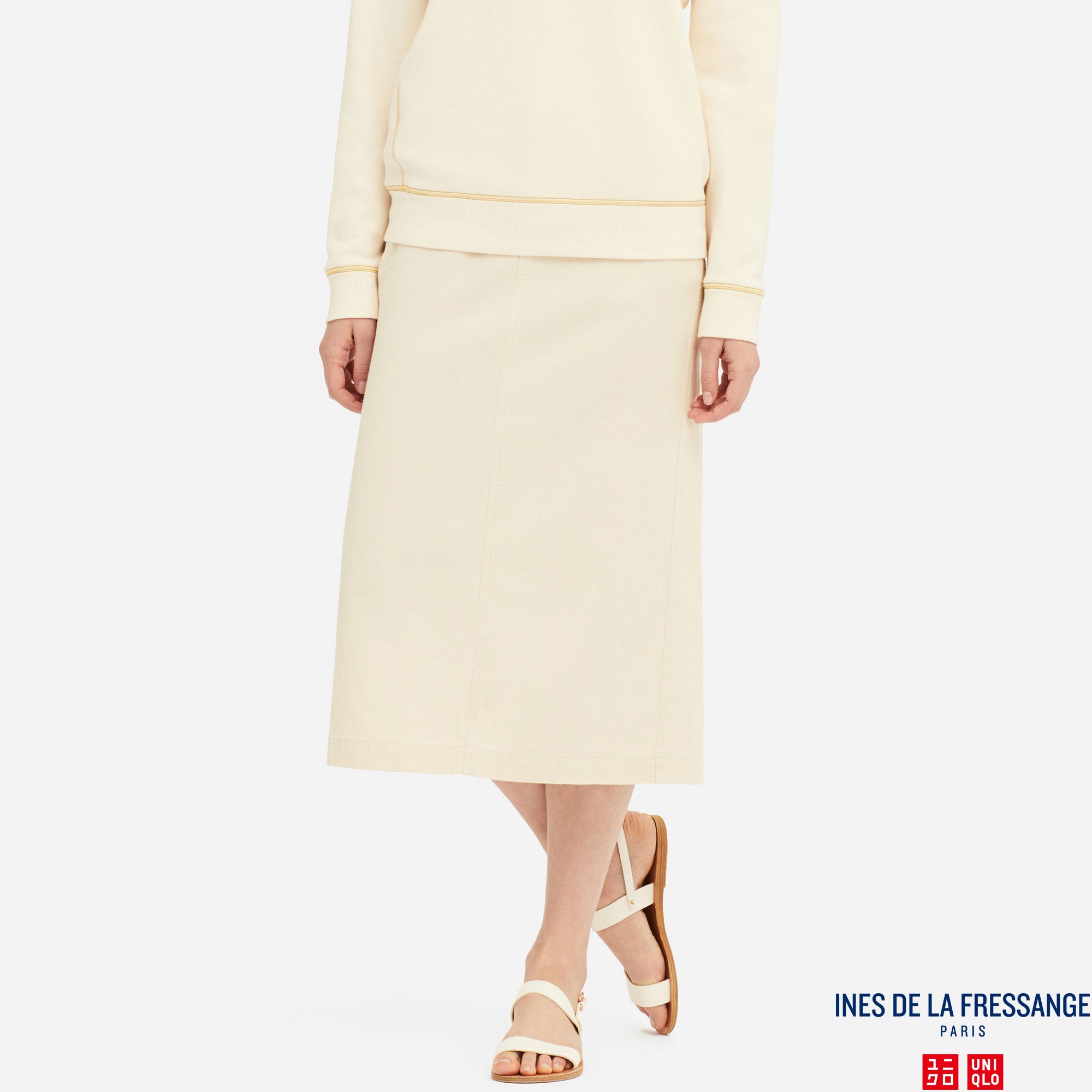 WOMEN INES LINEN COTTON BLEND STRAIGHT FIT SKIRT