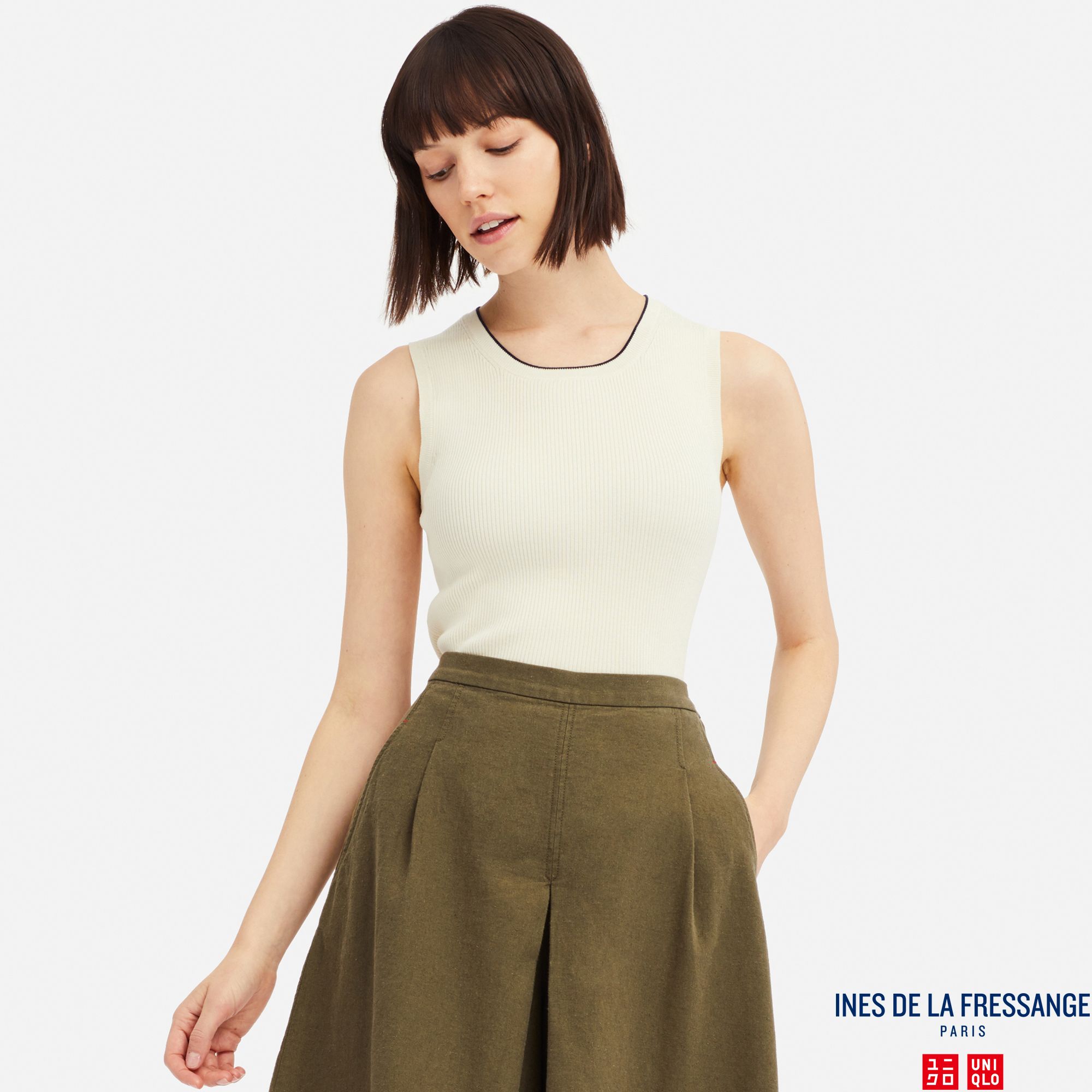 WOMEN INES SUPIMA COTTON RIBBED SLEEVELESS JUMPER