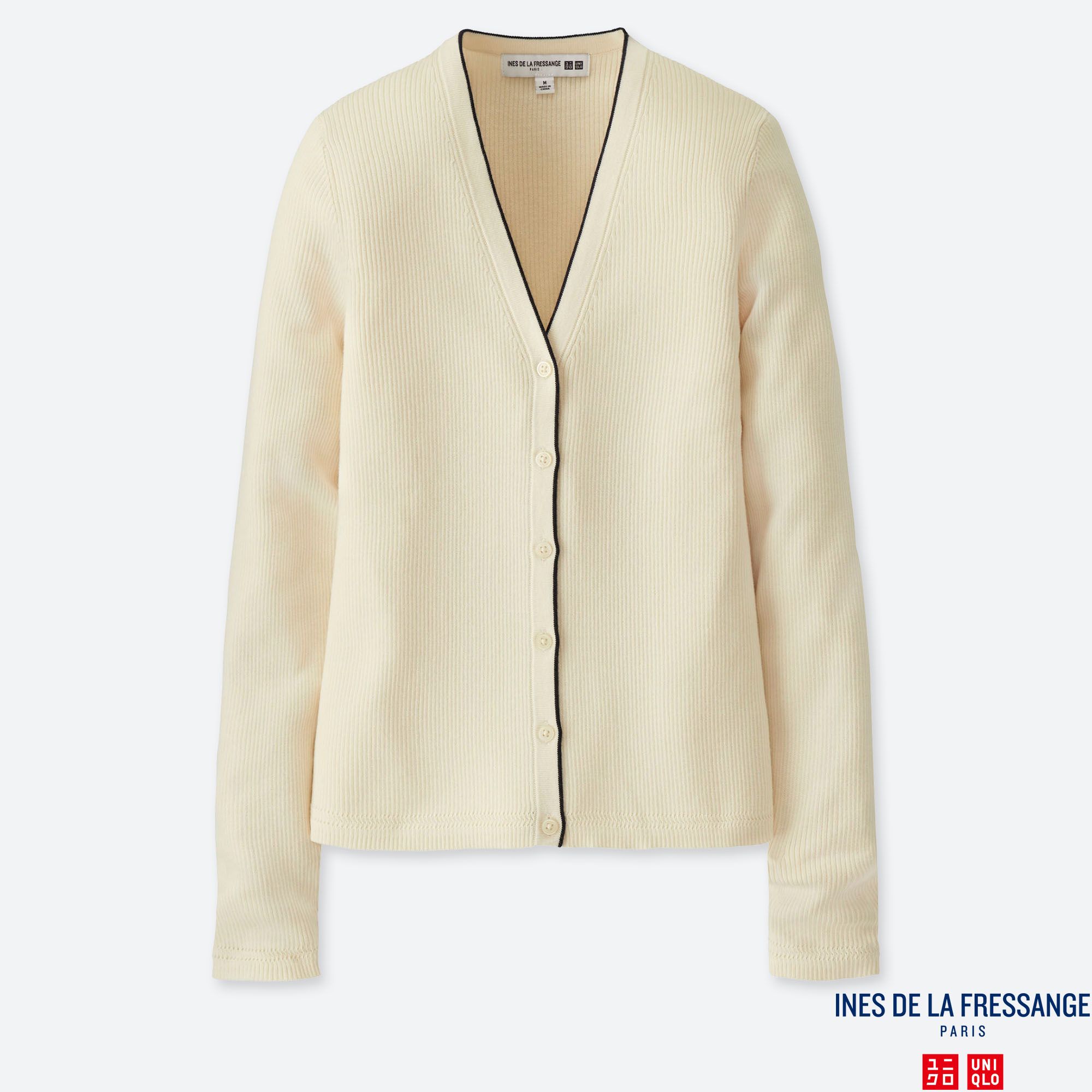 WOMEN INES SUPIMA COTTON RIBBED V NECK CARDIGAN