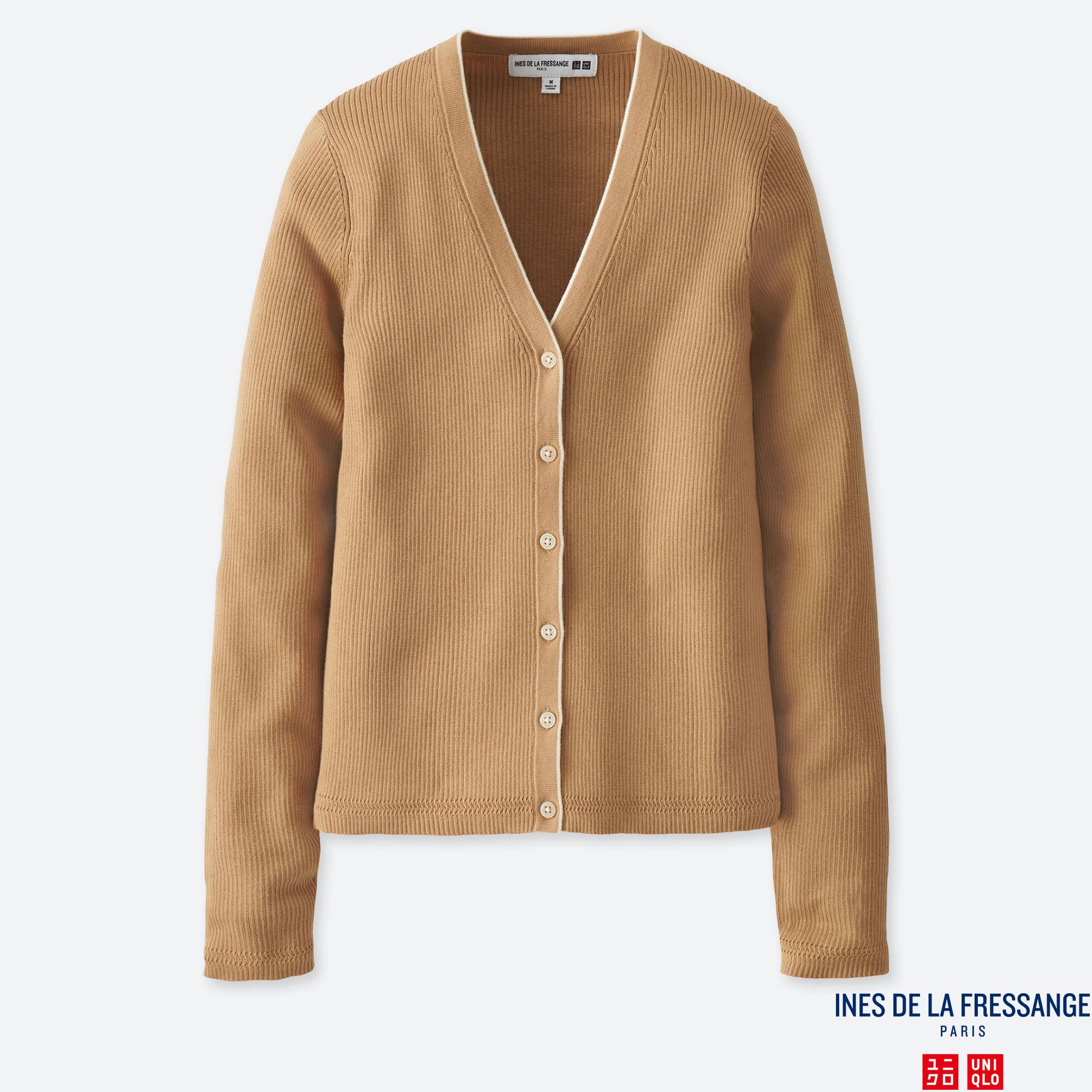 WOMEN INES SUPIMA COTTON RIBBED V NECK CARDIGAN