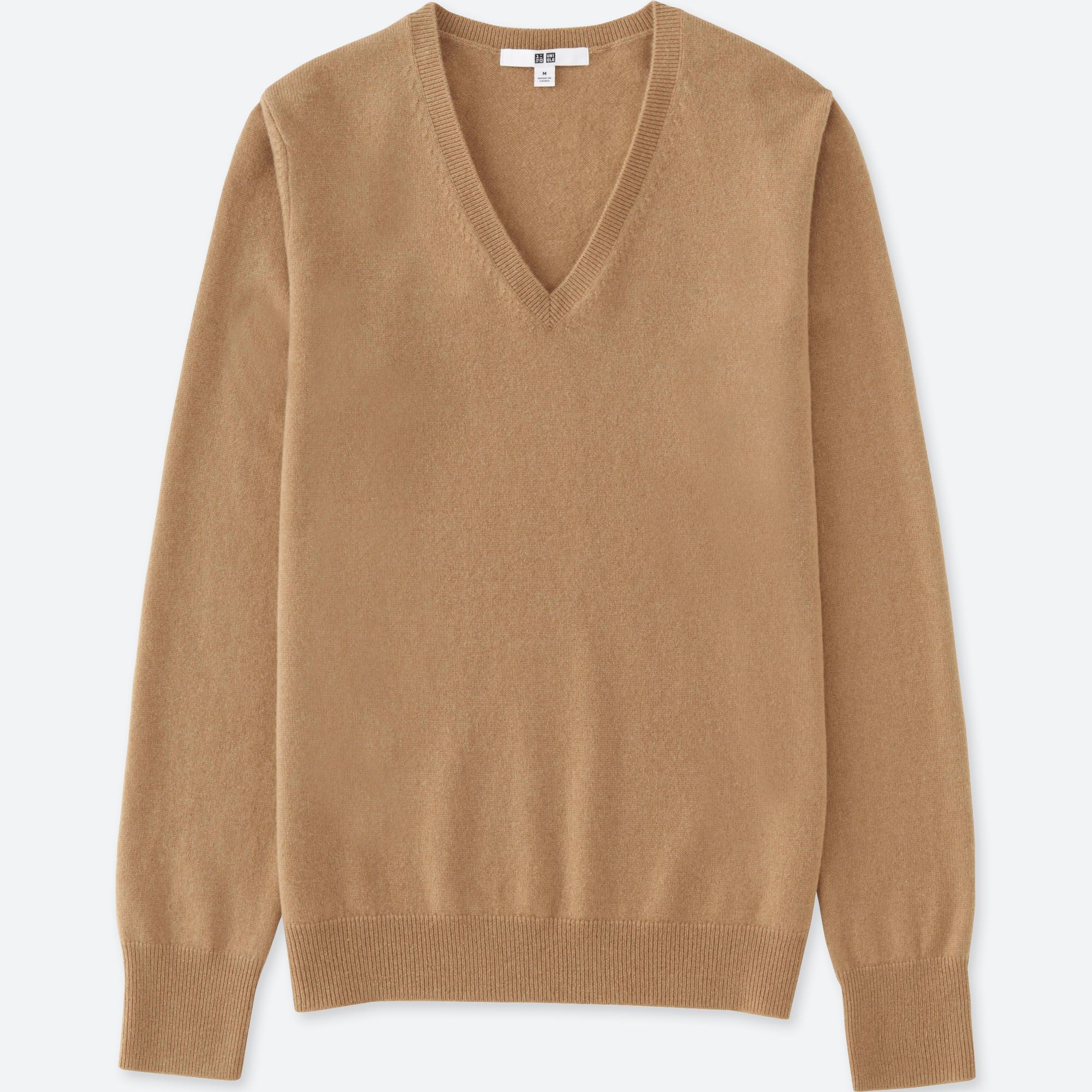 brown cashmere v neck sweater