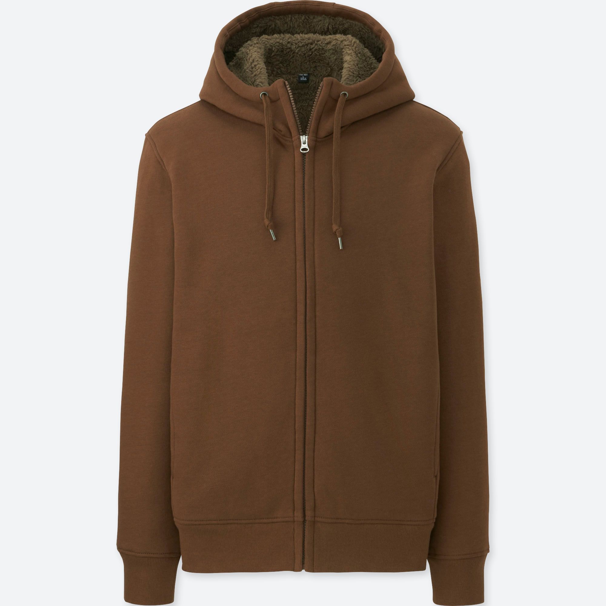 pile lined sweat full zip hoodie