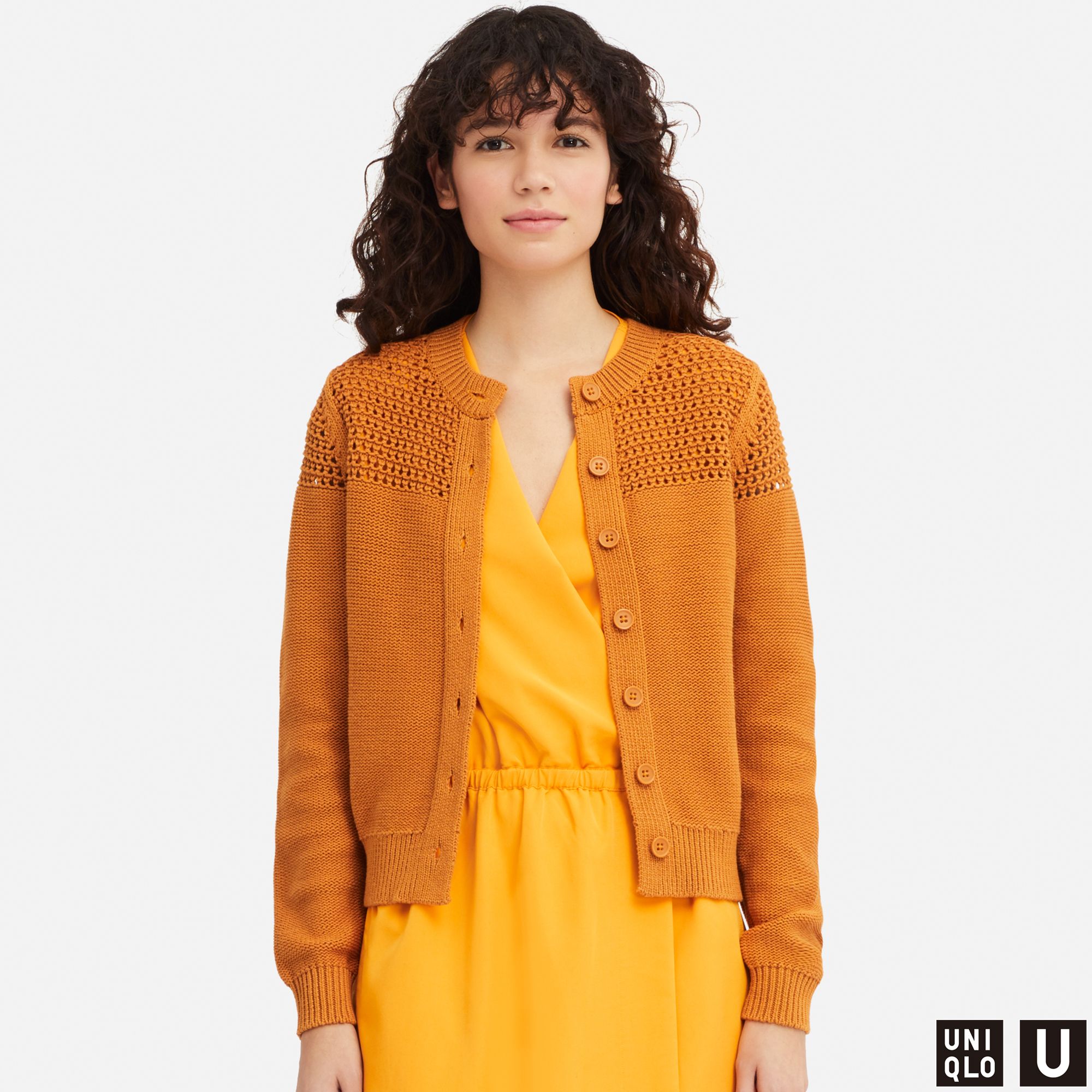 WOMEN UNIQLO U MESH CREW NECK CARDIGAN
