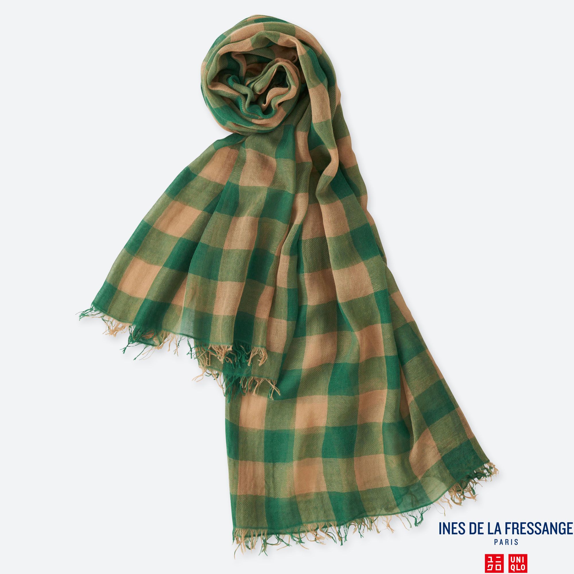 WOMEN INES COTTON SILK BLEND CHECKED STOLE