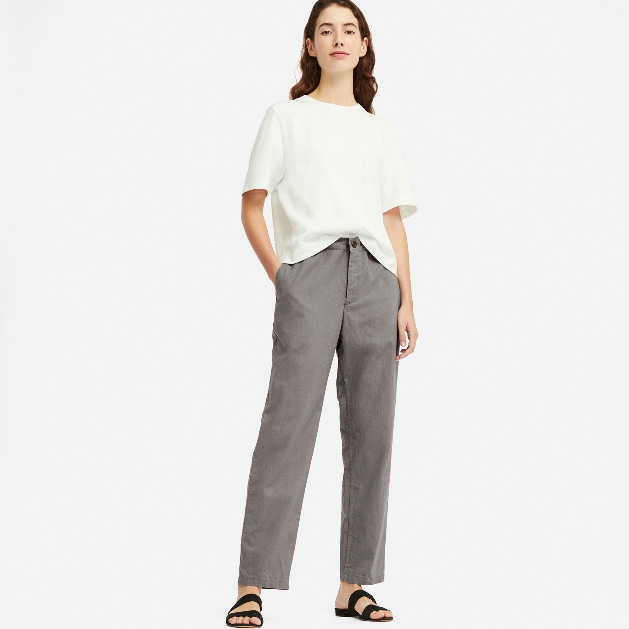WOMEN LINEN COTTON TAPERED PANTS | UNIQLO US