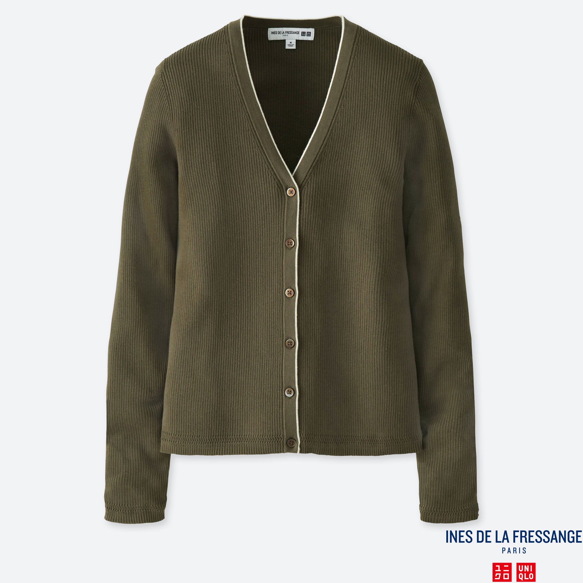 WOMEN INES SUPIMA COTTON RIBBED V NECK CARDIGAN