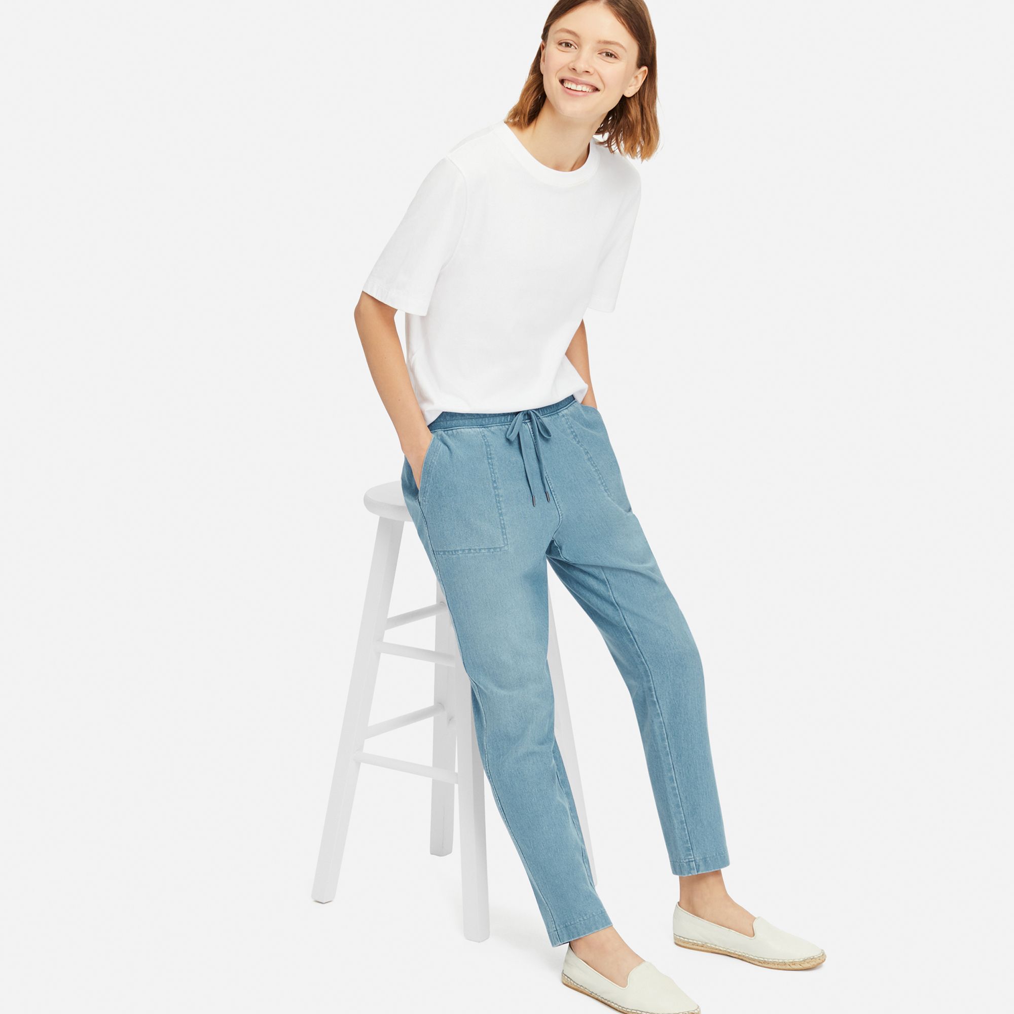 uniqlo denim jersey tapered pants
