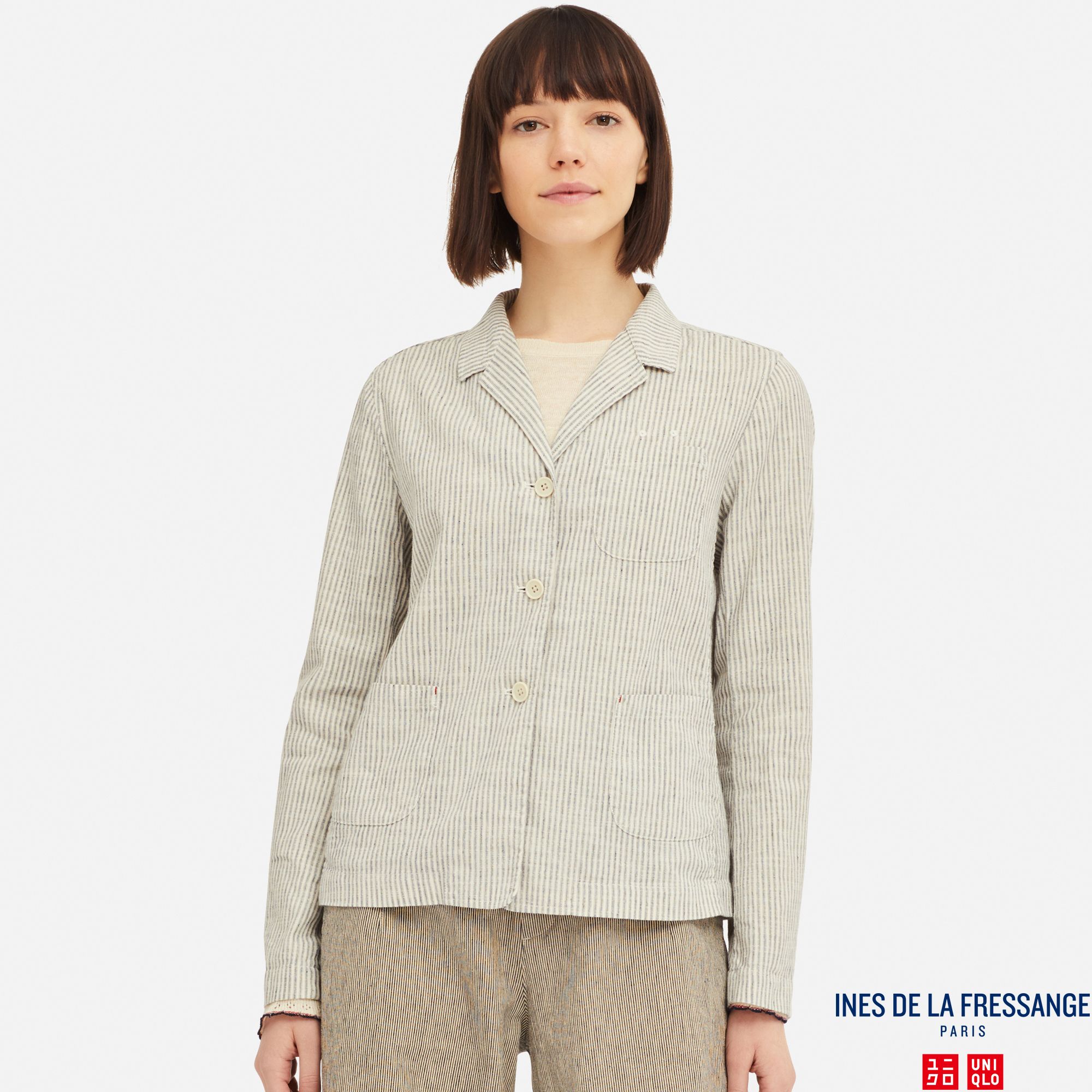WOMEN INES LINEN COTTON BLEND SHIRT JACKET