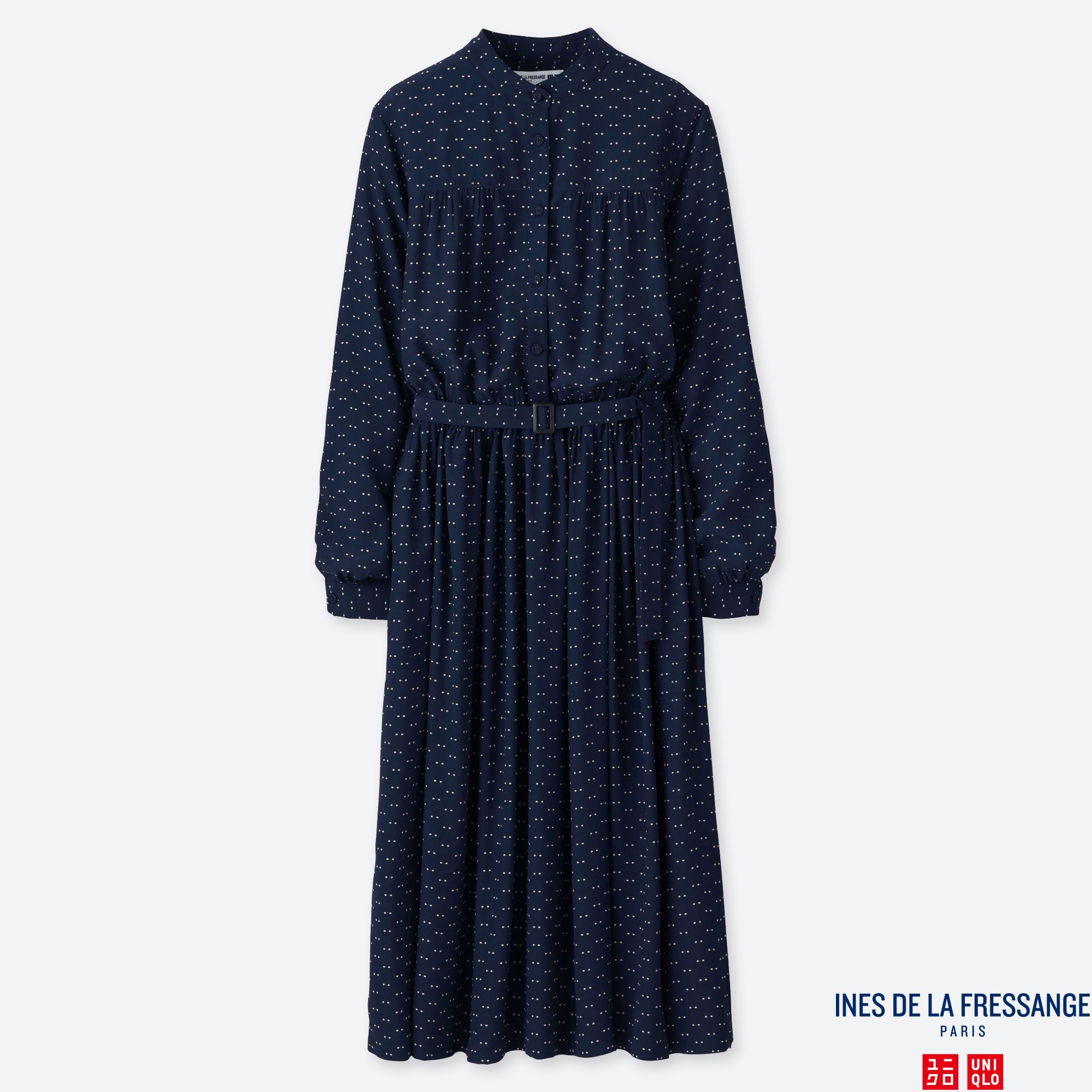 WOMEN INES GEORGETTE GATHERED LONG SLEEVED DRESS