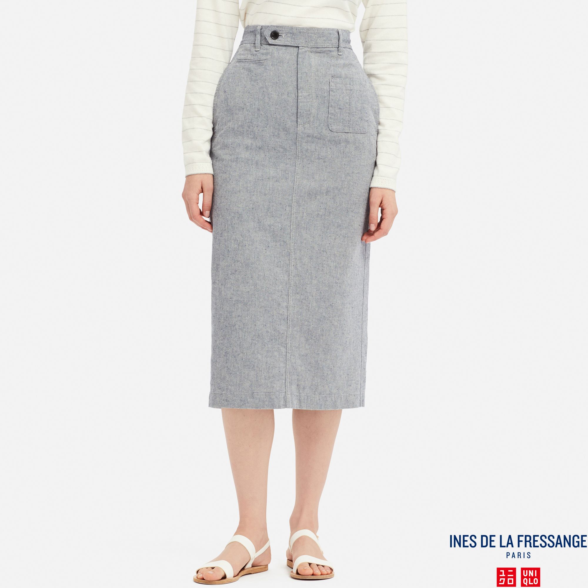 WOMEN INES LINEN COTTON BLEND STRAIGHT FIT SKIRT