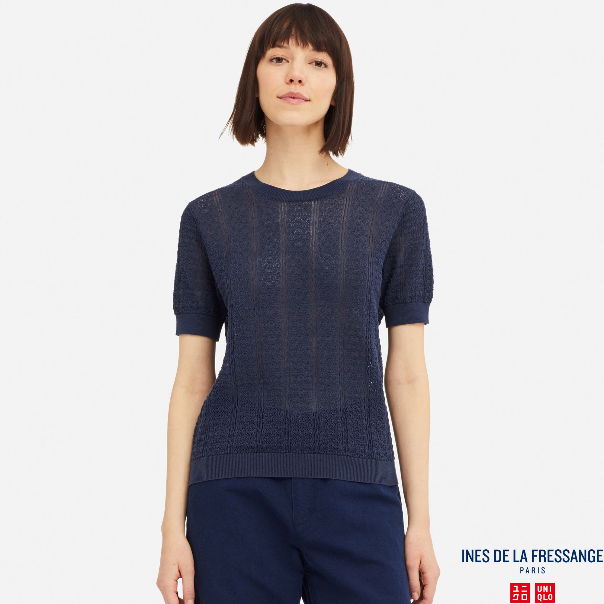 WOMEN POINTELLE SHORT SLEEVED JUMPER