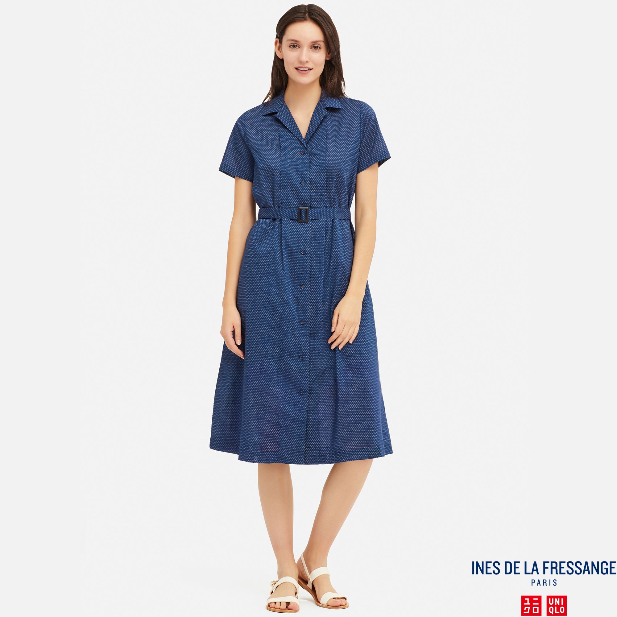 WOMEN INES COTTON LAWN TUCKED SHORT SLEEVED DRESS