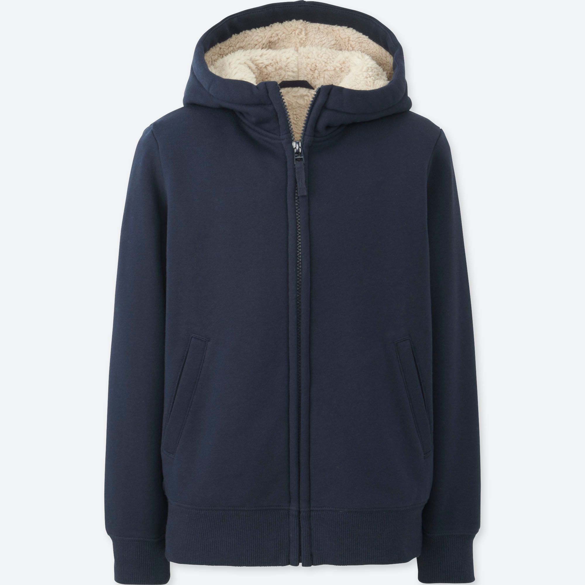 pile lined sweat full zip hoodie